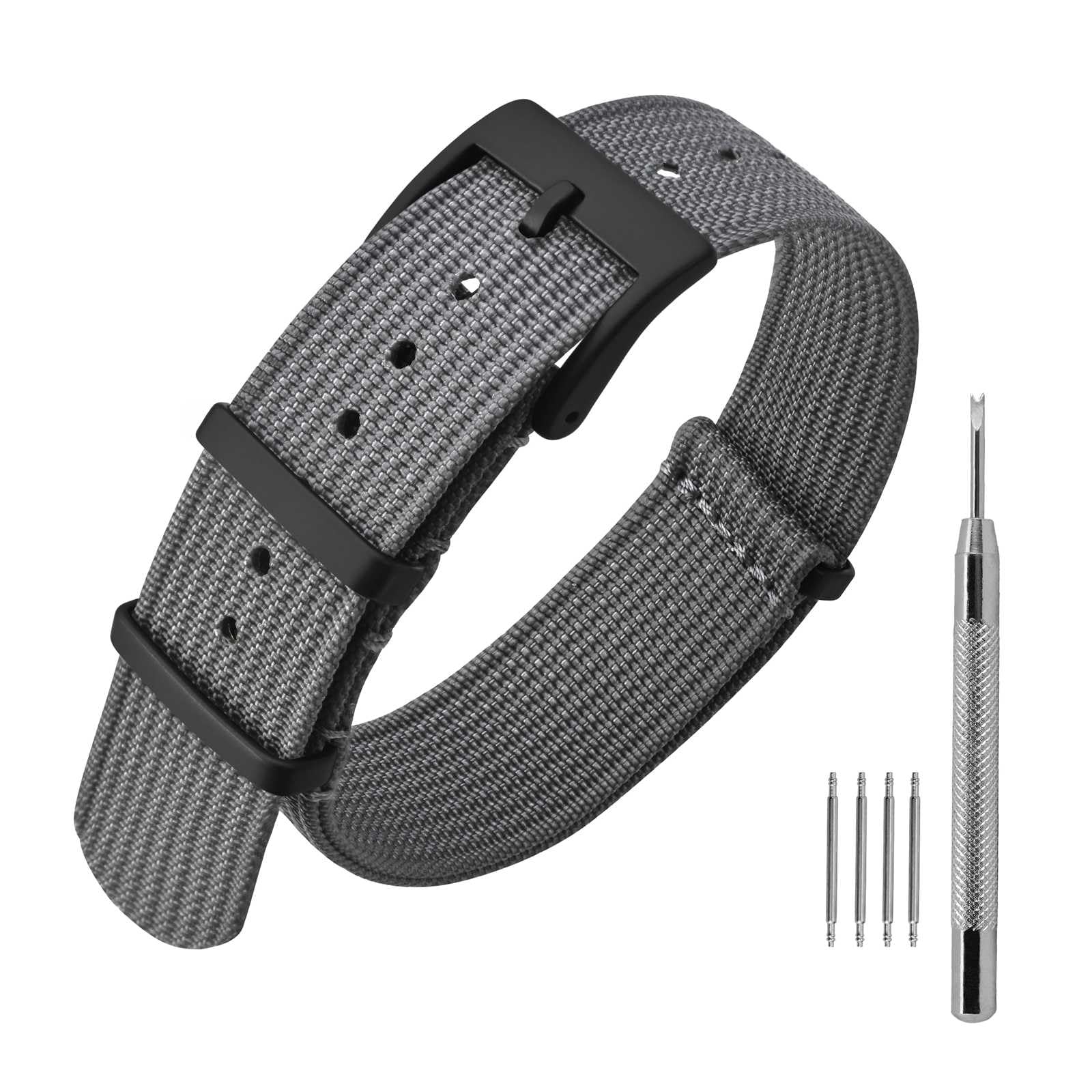ANNEFITNylon Watch Band 16mm 18mm 20mm 22mm, One-Piece Waterproof Military Watch Straps with Heavy Buckle