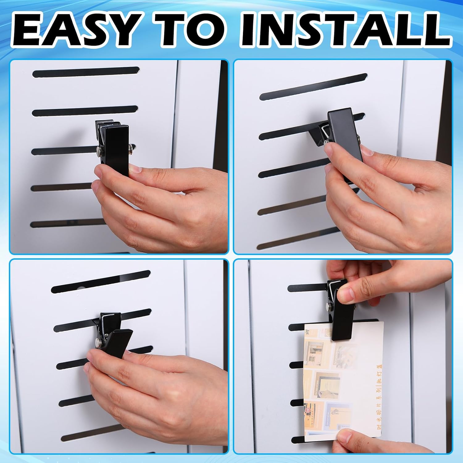 Zonon 12 Pack Black Metal Slatwall Clips 2 Inch Slatwall Accessories Garage Storage Clips Commercial Slat Wall Clip for Clothing, Accessories