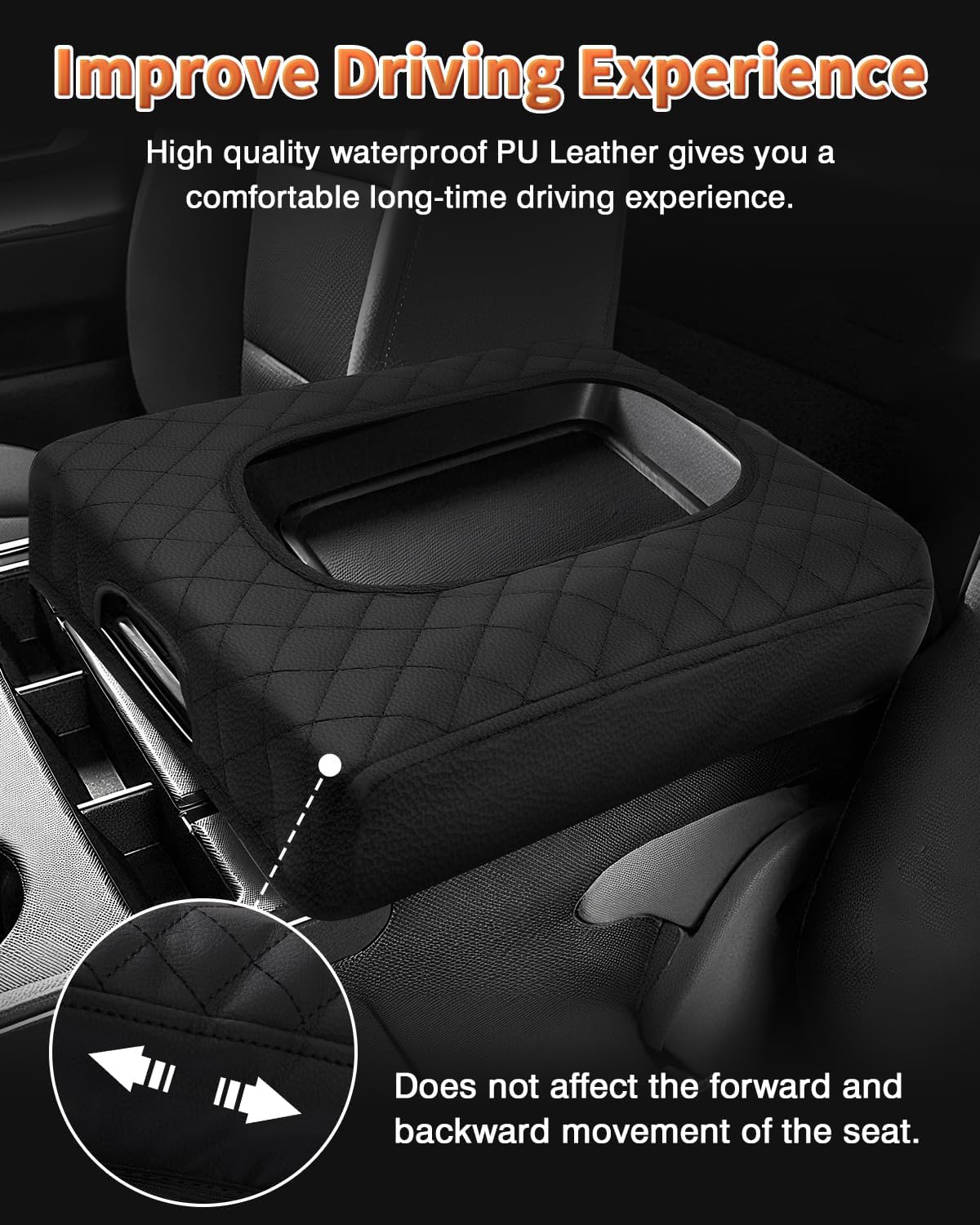 Shademax Center Console Cover for Chevy Silverado&GMC Sierra 2014-2018 Jump Seat Accessories, Armrest Cover Center Console Cushion Pad Leather Arm Rest Protectior (ONLY for Split Bench Seat Console)