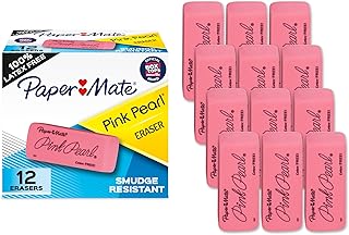 Paper Mate Borradores, perlas rosas, 12 unidades, sin látex y resistente a las manchas, para el regreso a clases, suministros para profesores