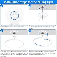 MOONSEA 60W Ultravékony LED Mennyezeti Lámpa, Távirányítós Fényerőszabályzás, 3000-6000K Színhőmérséklet, 60cm Kerek, Nappali, Hálószoba, Gy 5