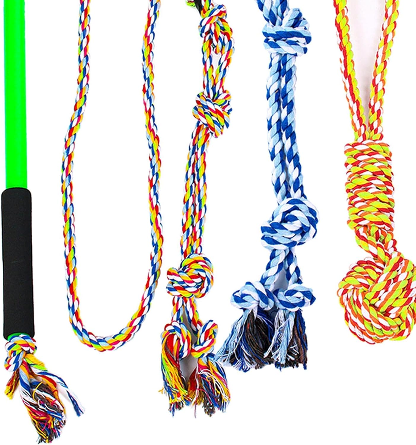 8Pcs Flirt Pole Toy Flirt Pole for Dogs Pet Teasing Pole Training Exercise Rope Toy for Small-Large Dogs Exercise Entertainment Training, Multicolor M