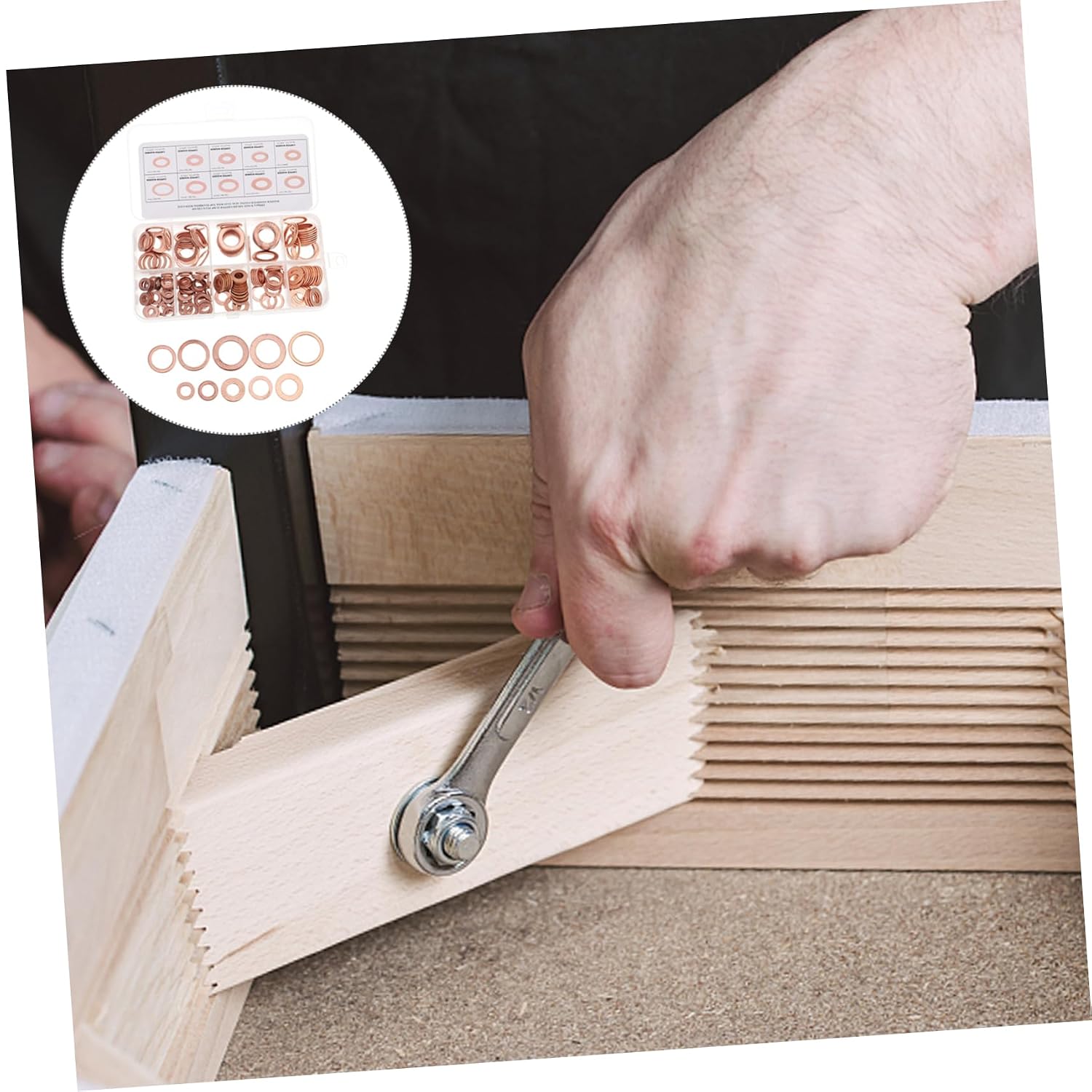 200pcs Copper Flat Washers Sealing Washer Kit for Daily Repairing