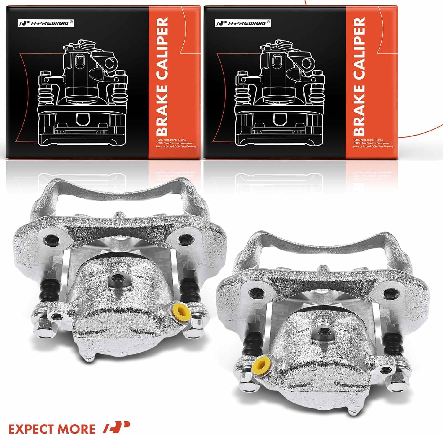 A-Premium Disc Brake Caliper Assembly with Bracket Compatible with Select Toyota Models - Pickup 1984-1988 L4 2.4L, 1988 V6 3.0L, RWD - Front Driver and Passenger Side, 2-PC Set