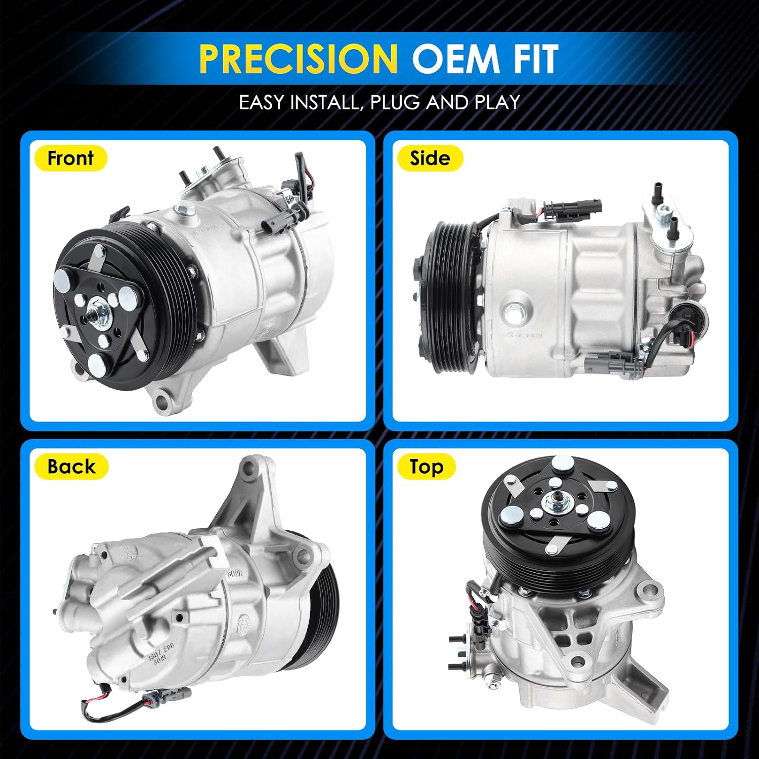 Car A/C Compressor Fit for Buick LaCrosse 2012, for Cadillac SRX 2012-2016 V6 3.6L Automotive Replacement AC Compressor 977011U600, 19352553, 19354656 A/C Compressor for Car CO 22224C