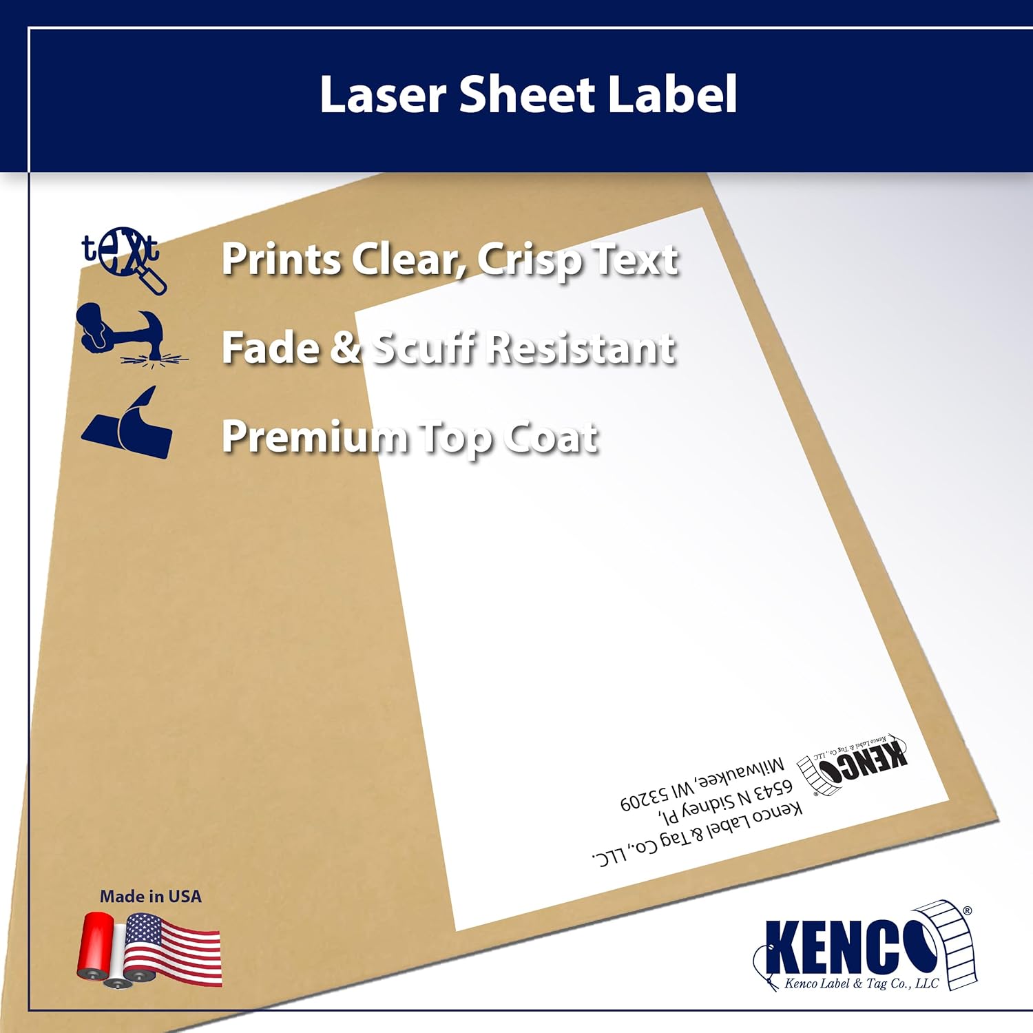 Kenco Premium White Address Shipping UPC Laser/Inkjet Labels Made in The USA (4" X 6" 2000 Labels)