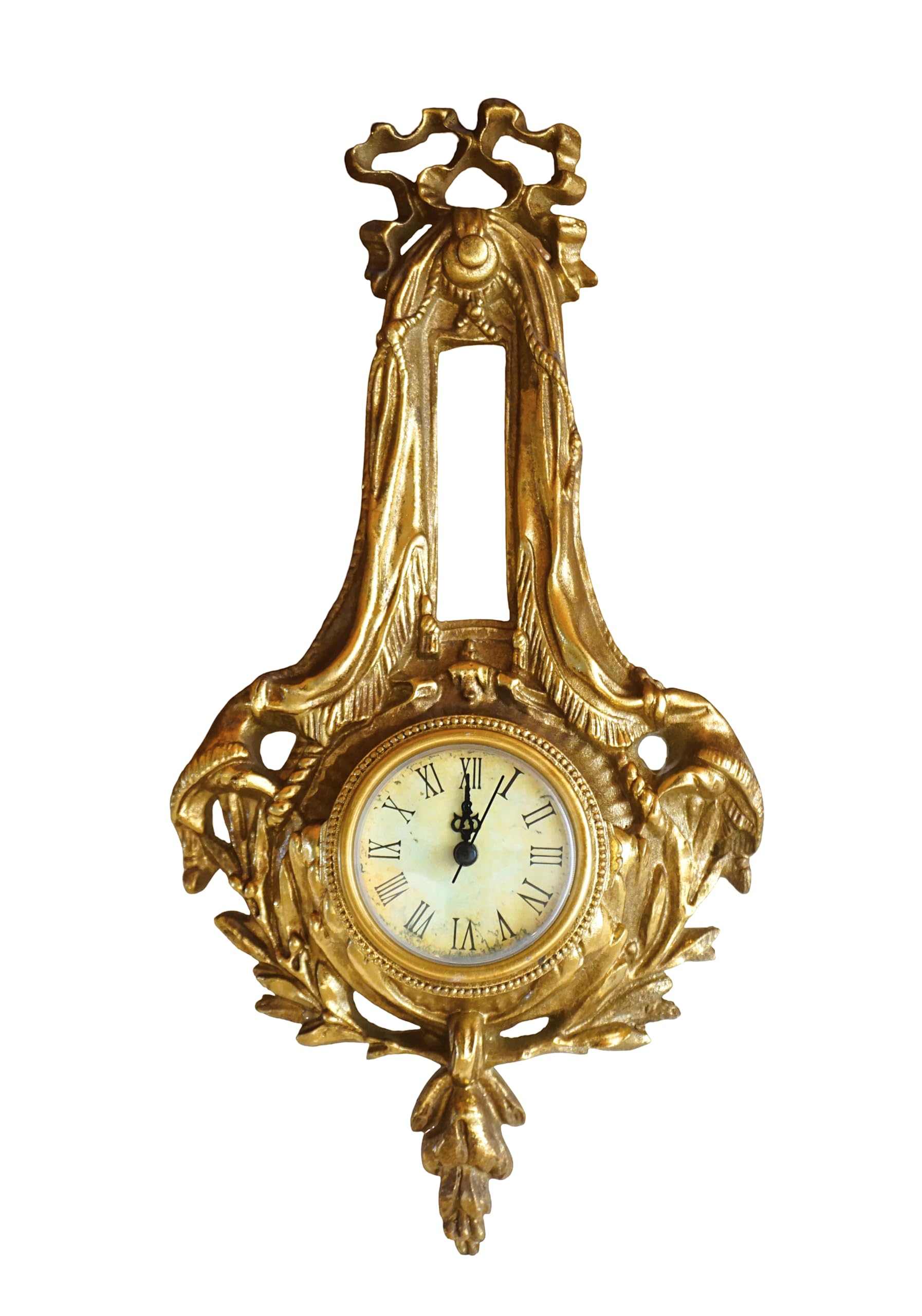 Classic Vintage Baroque Style Wall Clock – 32.5cm Antique Gold Ornate Hanging Clock with Roman Numerals – Elegant French-Inspired Decor for Hallway, Office, or Traditional Interiors
