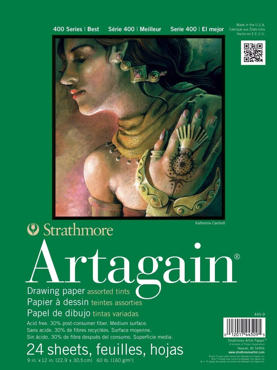 Strathmore 400 Series Artagain Pad, Post Consumer Fiber, Assorted, 9"X12"