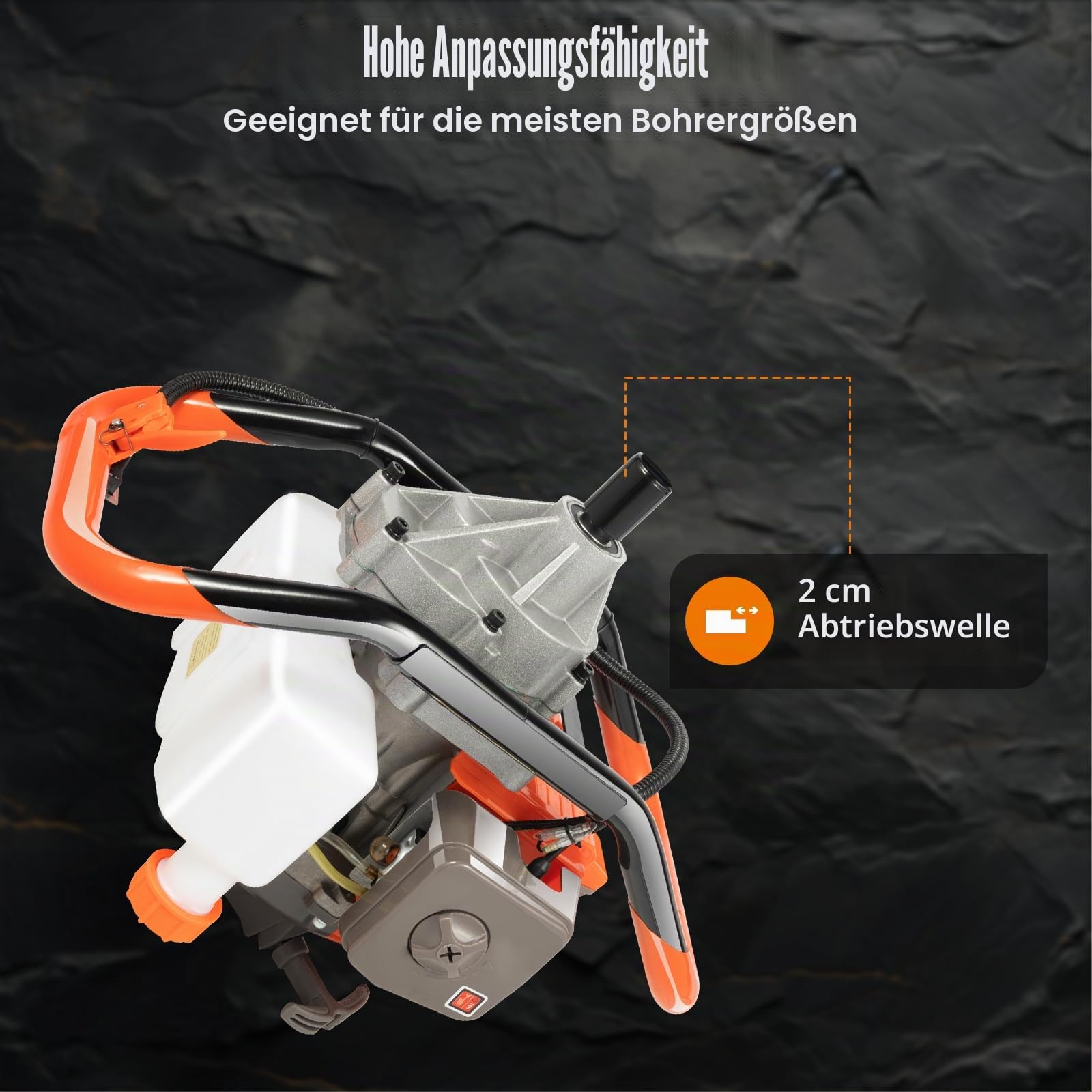 52cc Erdlochbohrer Benzin Mit 3 Bohrer(4", 6" und 8"), Benzin Erdbohrer Brunnenbohrer Bodenbohrer Für Gärten Landwirtschaft, 8500rpm, 1.9kw