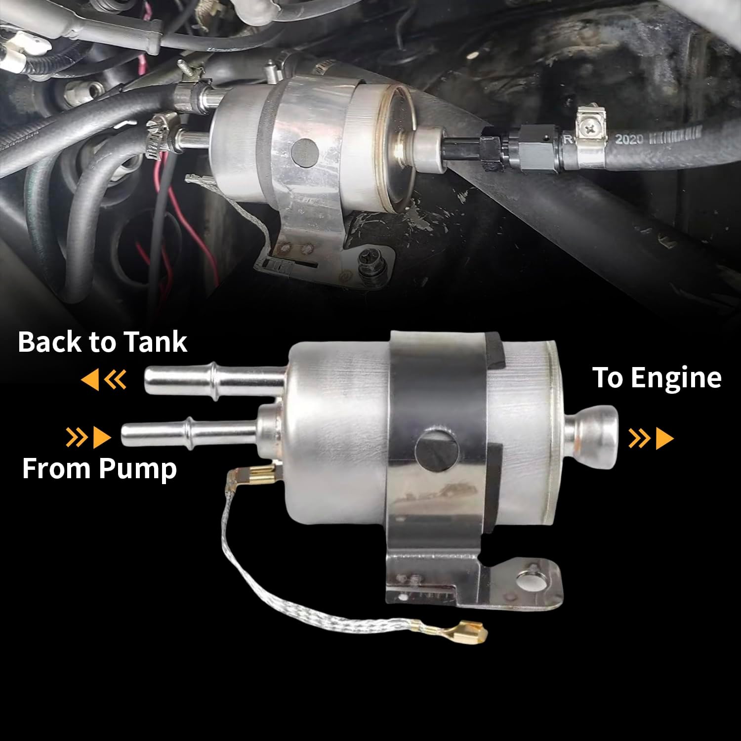GSL392 255LPH Inline Fuel Pump & 58 PSI LS Swap Fuel Pump EFI Conversion Fuel Filter Regulator Kit With 6AN Fittings GSL392-400-939