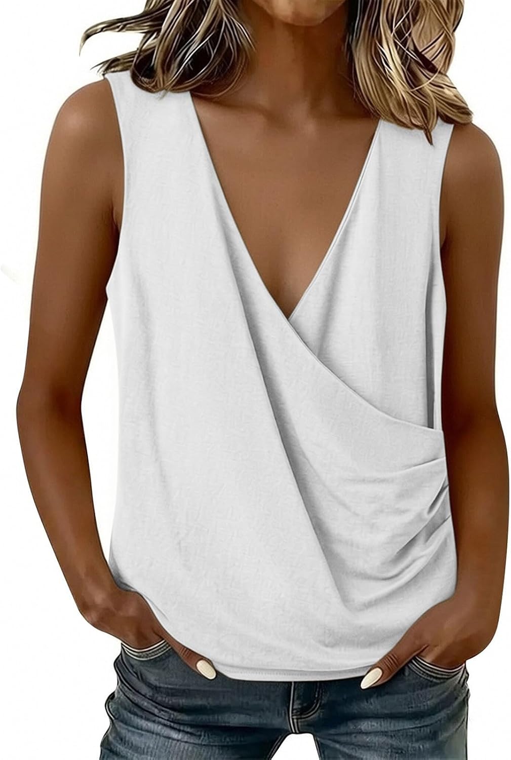 Womens Tank Tops Cotton Linen Loose Fit Casual ts V | Womens Cotton Linen Tank Tops Loose Fit Casual Sleeveless Summer Linen Shirts V Neck Lightweight Gauze Tops