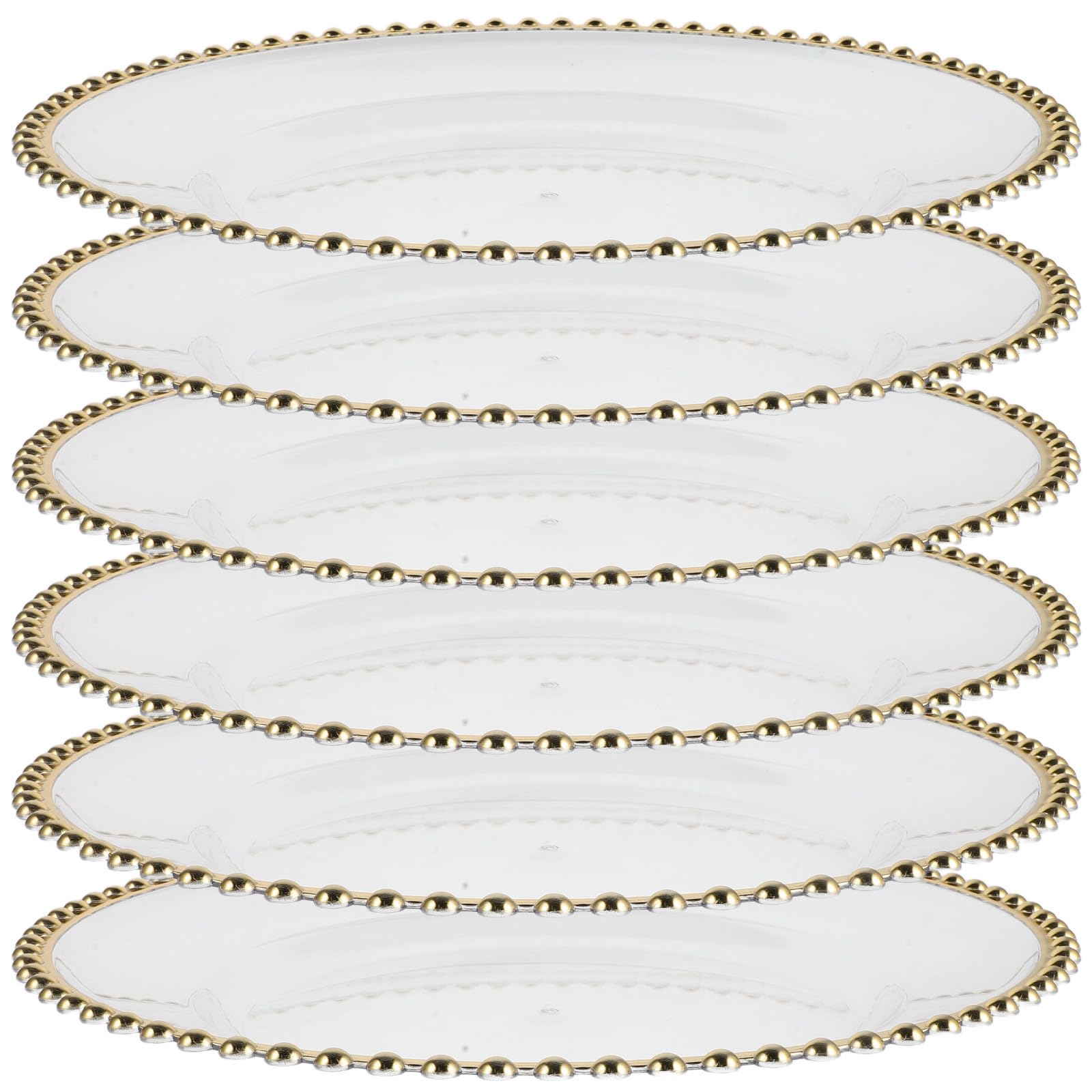 Lot de 6 Assiettes Décoratives Rondes en Plastique Transparent Ps Pet, Empilables et Résistantes, pour Fête et Anniversaire