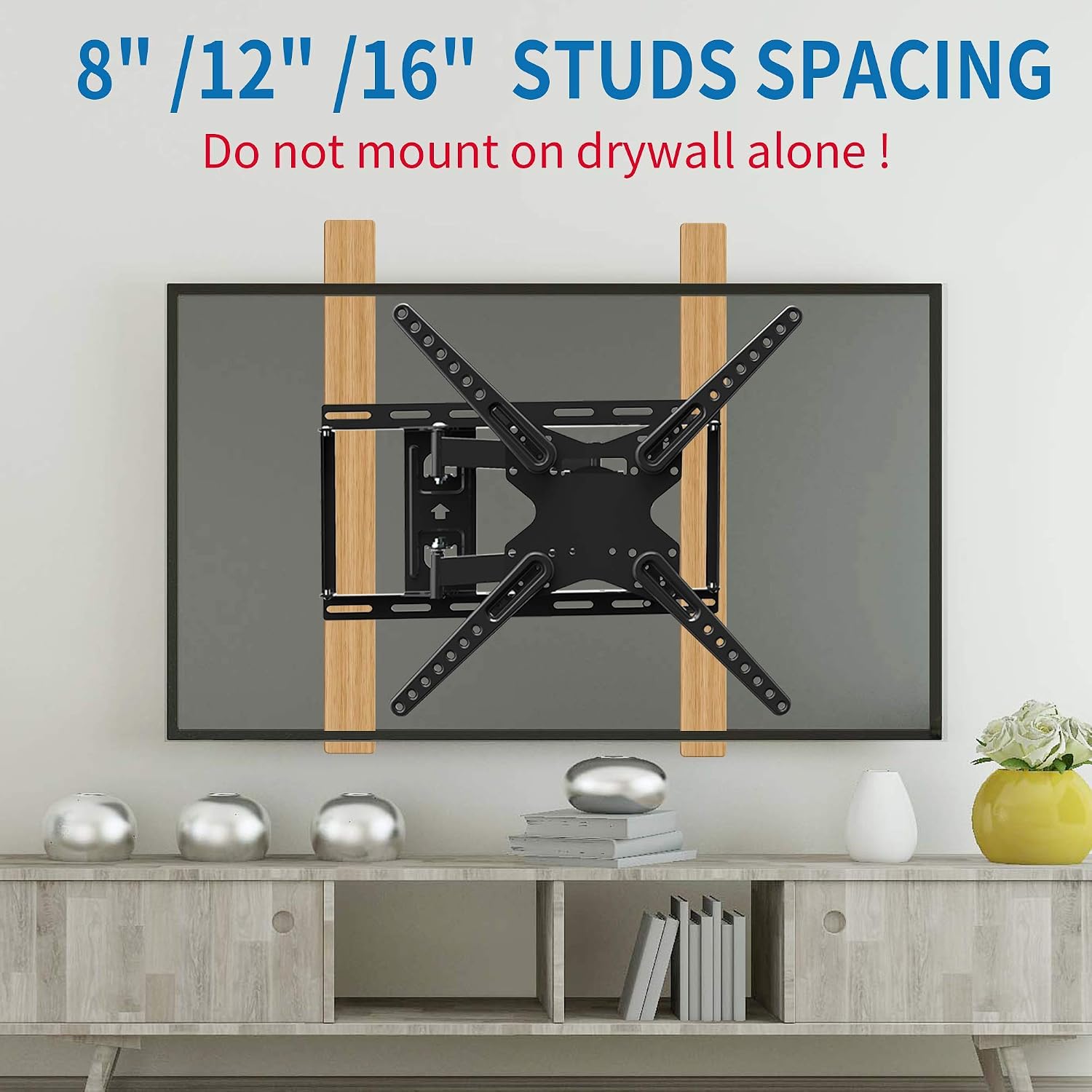 Everstone TV Wall Mount for Most 28-70 Inch LED LCD Plasma Flat Screen up to 110 lbs VESA 600x400mm with Full Motion Swivel Articulating Arm,Fits 8-16 Wall Studs,HDMI Cable