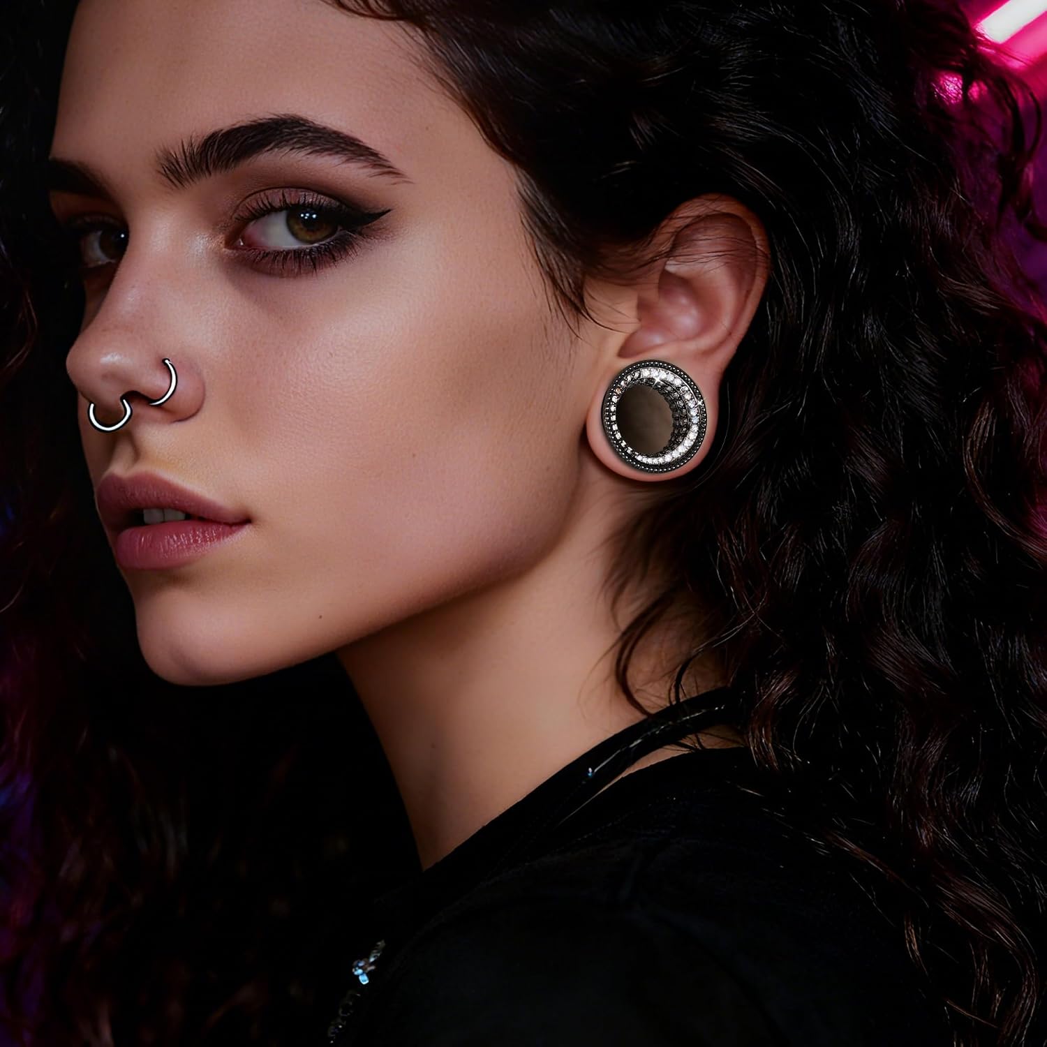 Vankula 2 Pcs Ear Gauges 0g(8mm)-5/8"(16mm) High Polish Single Flare Ear Tunnels 5A Cubic Zirconia Hypoallergenic Plugs for Stretched Ears Tapered Wedding Gift Body Jewelry