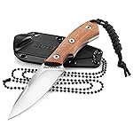 DURATECH Compact Fixed Blade Knife, 6-inch Neck Knife, 3-inch Blade, Full Tang, Wood Handle with Molded Sheath, Necklace and Paracord included, for EDC, Outdoor, Camping, Hiking