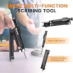 Saker Multi-function Scribing Tool - Aluminum Alloy Scribe with Deep Hole Pencil, DIY Woodworking Scribe Gauge Scriber Line Maker Measuring Tool, Gifts For Men (BLACK)