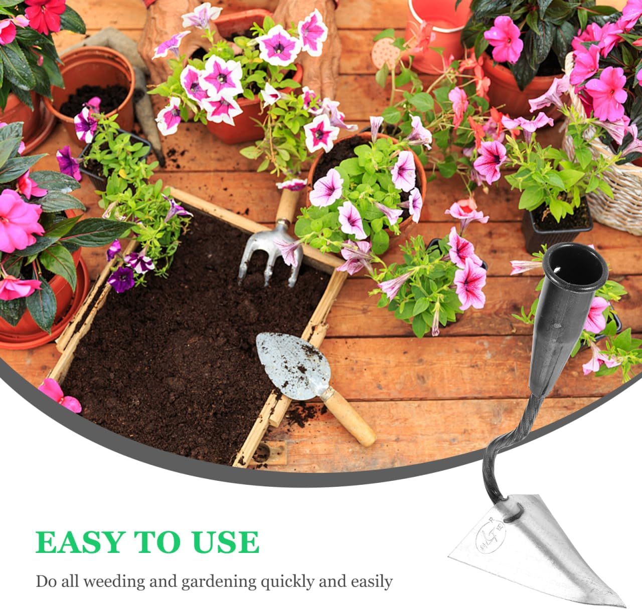 DOITOOL Triangle Hoe 12.4 Inch Manual Garden Cultivator with Sturdy Iron Head for Soil Digging Weeding and Manuring in Home Lawn and Farm Care