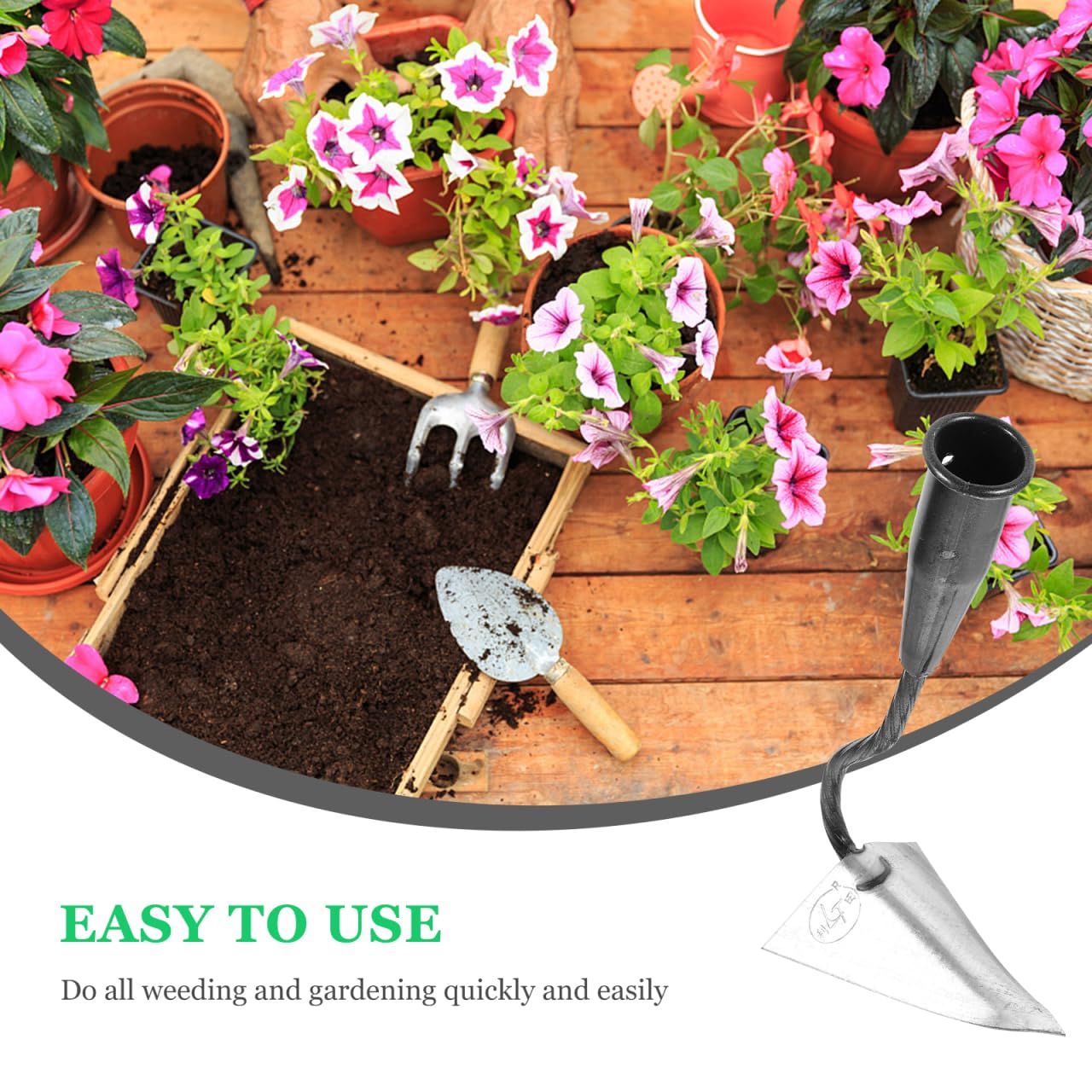 DOITOOL Zappa triangolare da giardino per concimare diserbo piantagione scavare terreno livellamento zappa paesaggistica in acciaio inossidabile