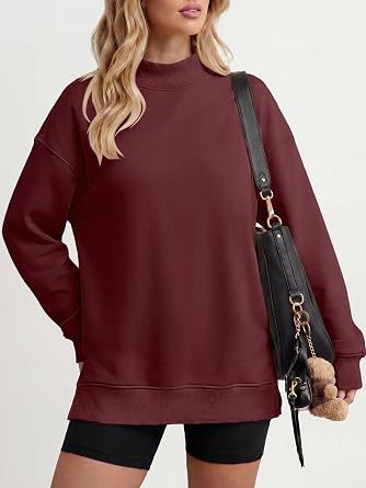 ANRABESS Womens Mock Neck Oversized Sweatshirts Pullover Fall Outfits