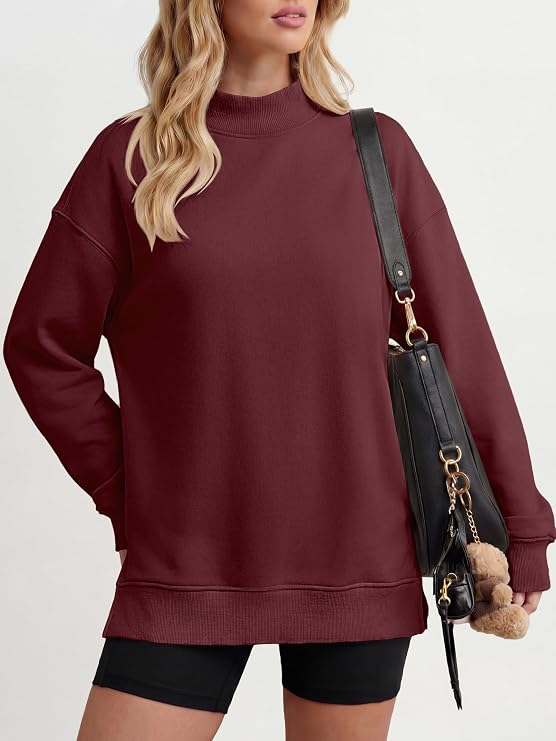 ANRABESS Womens Mock Neck Oversized Sweatshirts Pullover Fall Outfits