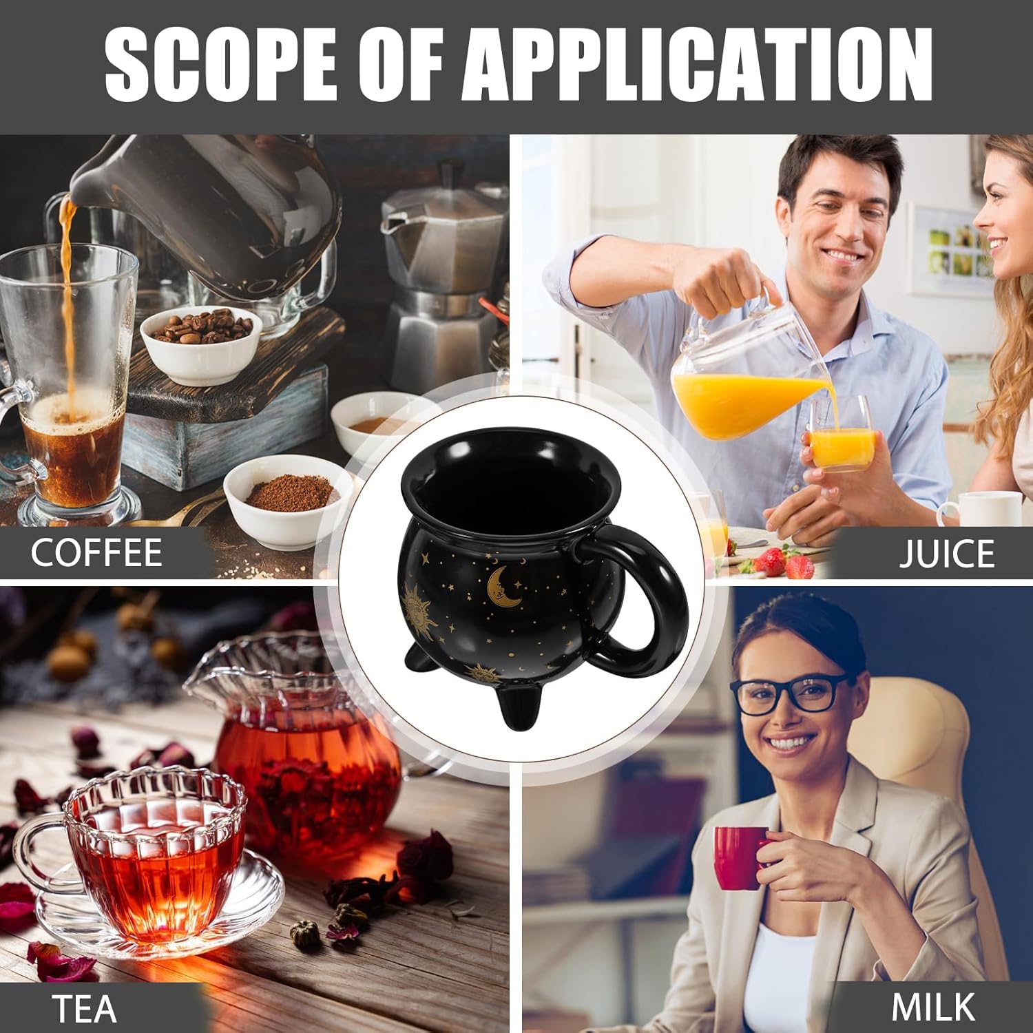 Ciieeo Witch Cauldron Mug Ceramic Coffee Cup Halloween Decor Novelty Cauldron Cup for Home Office Cafe - Image 8