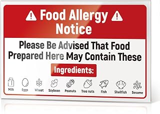 Acrylic 9-Allergen Warning Sign with Adhesive, 10x6.5 in.