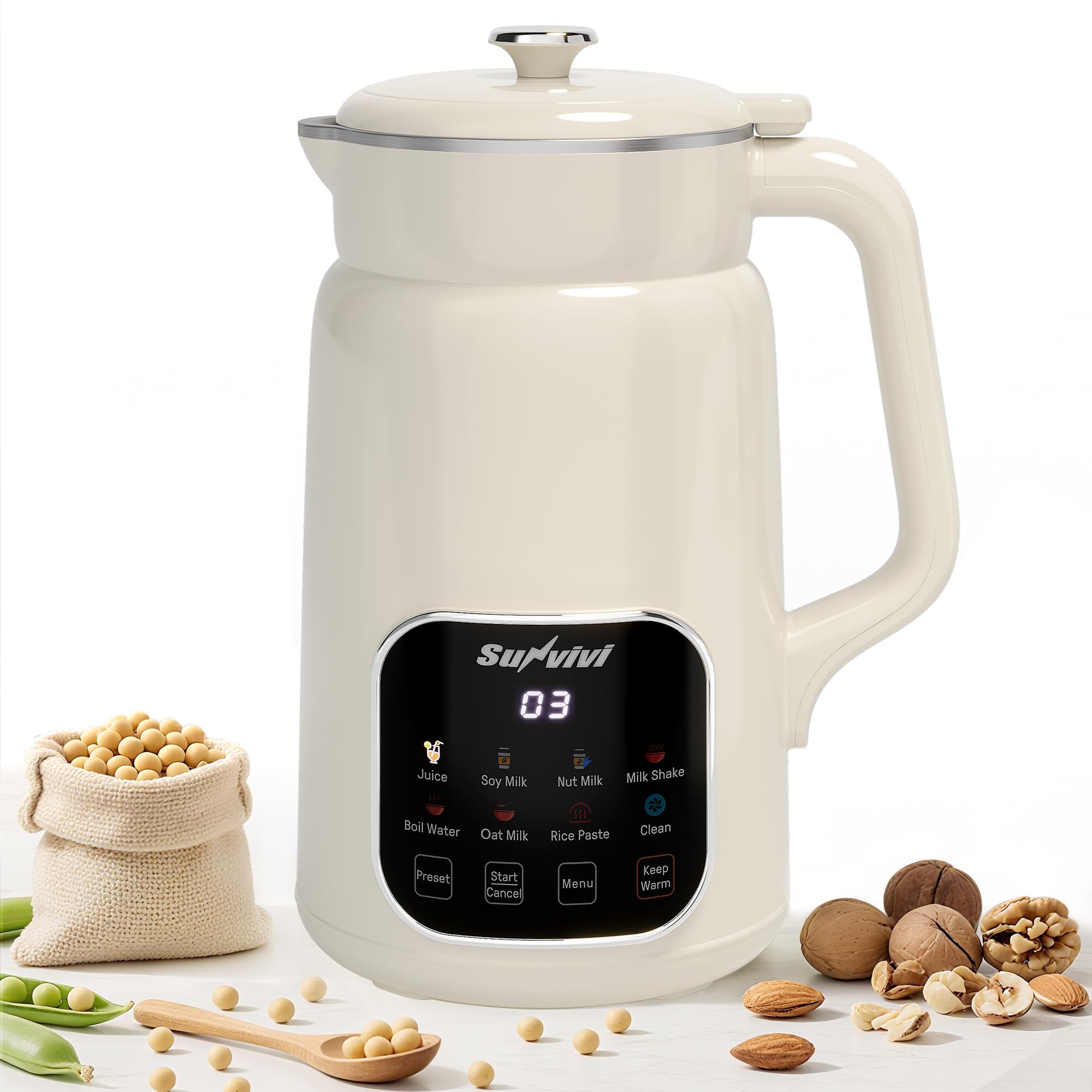 60oz Nut Milk Maker Machine 8 in 1 Soy Milk Maker with Delay Start Keep Warm Self Clean