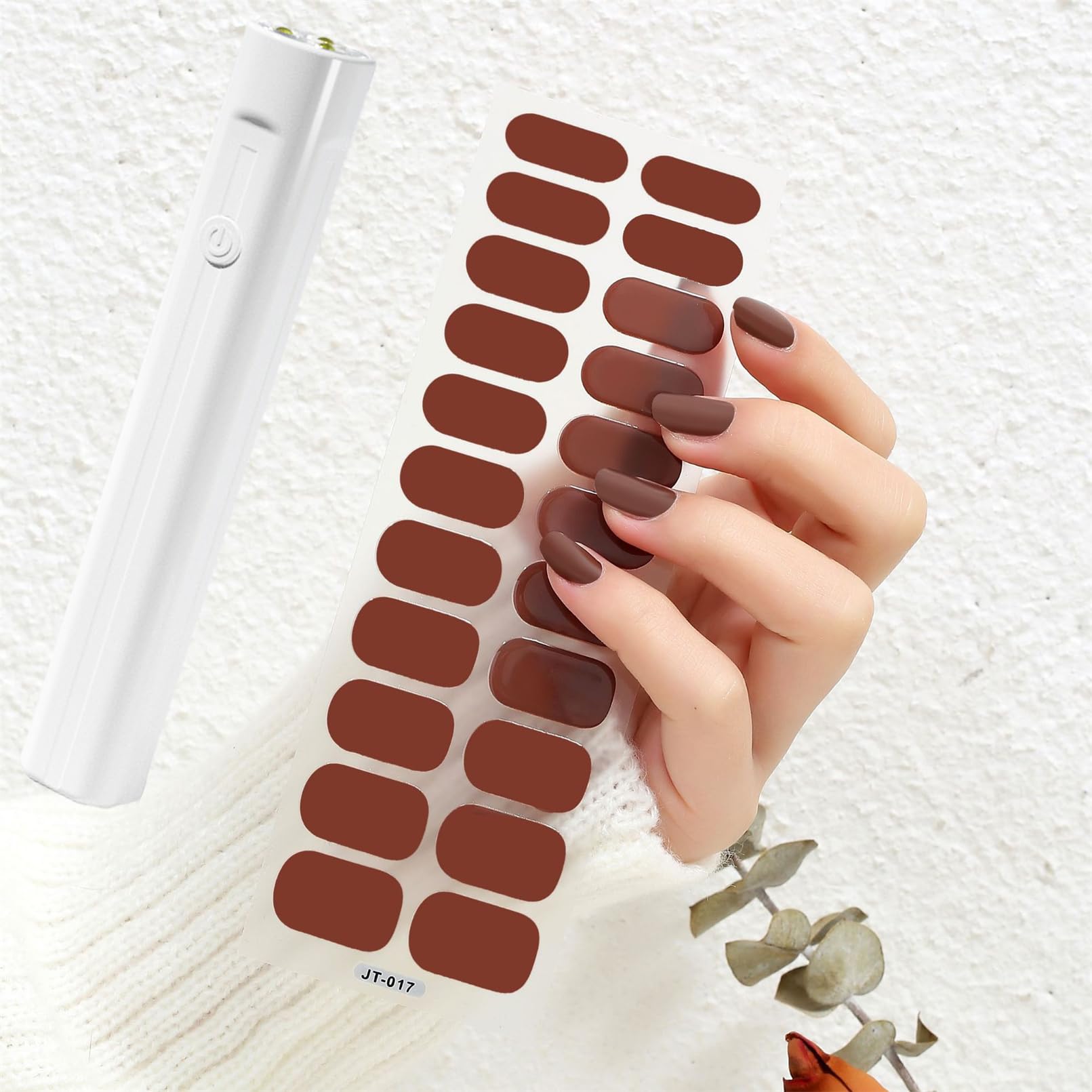 JT017 Semi-Cured Gel Nail Strips Kit with UV Nail Lamp