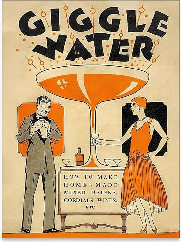 noxozoqm Divertido arte de pared de cóctel, vintage, moderno, decoración de carrito de bar, Martini, vino, bebida, alcohol, decoración de pared,