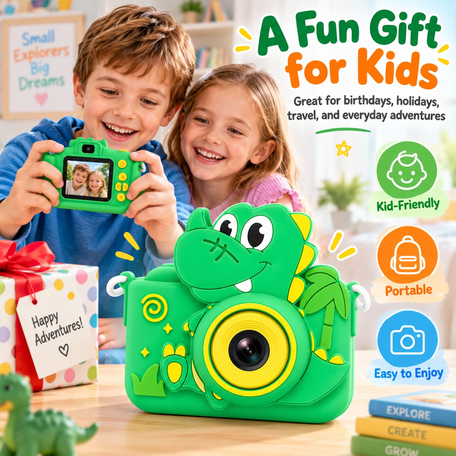 Dinosaur Kids Camera - Toy Camera for Boys & Girls -9
