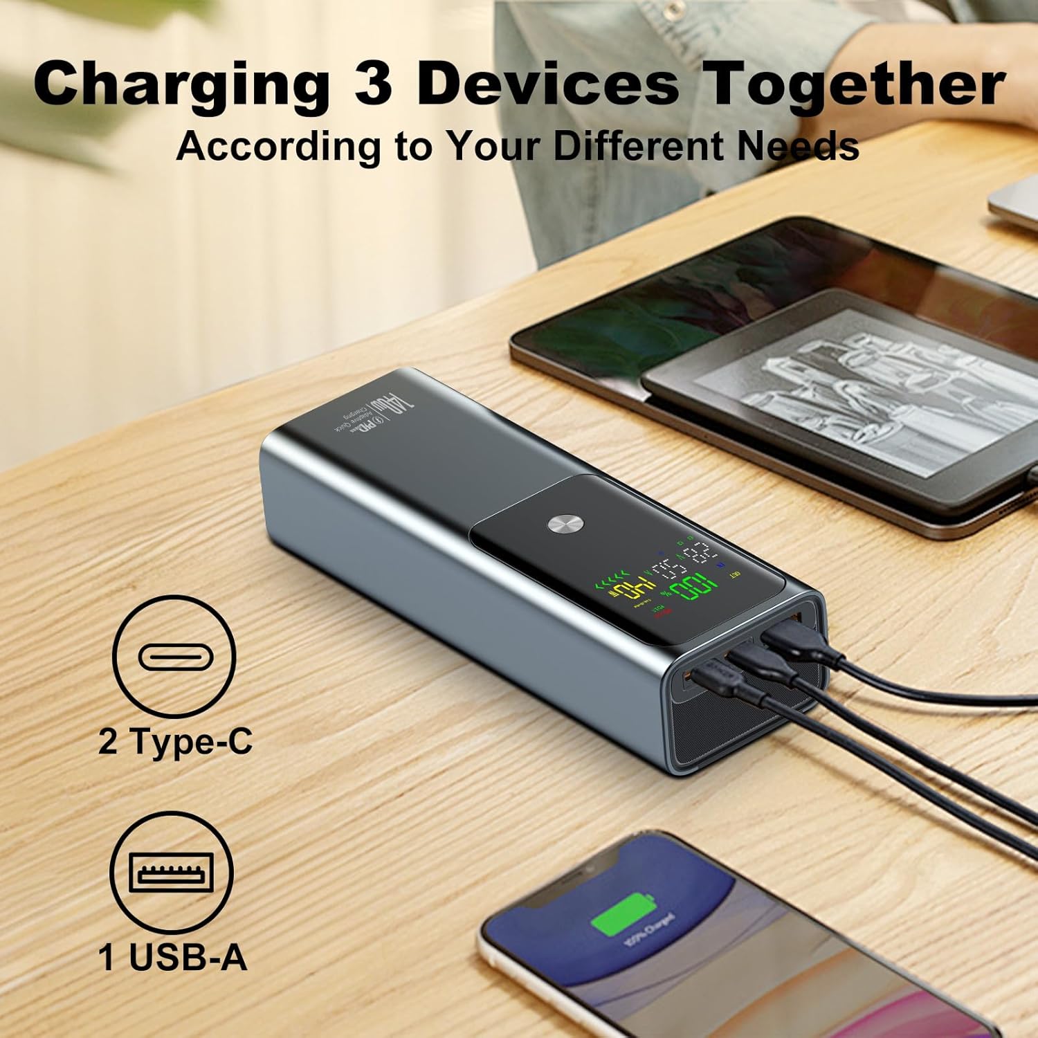 モバイルバッテリー USB-C ブラック 充電器 140W 27000mAh