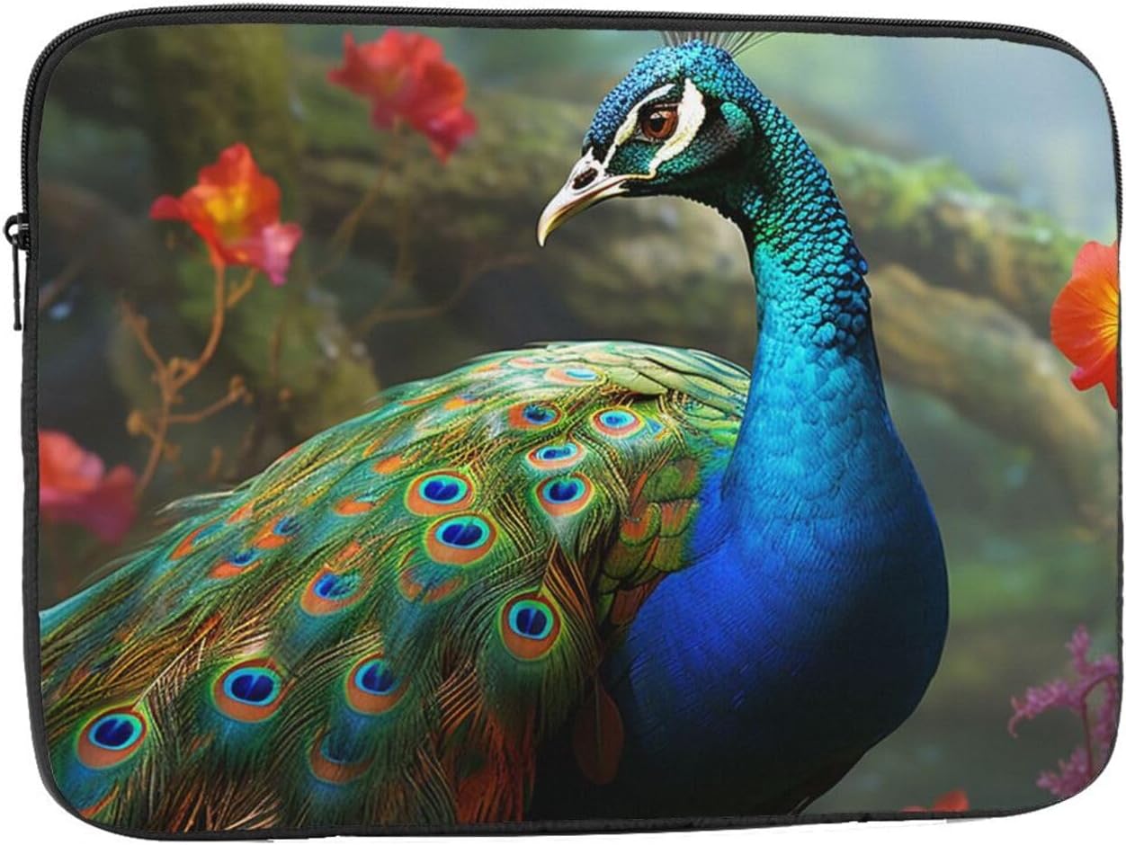 Colorful Peacock Laptop Sleeve Bag 10 Inch Waterproof Shockproof Laptop Case Bag Lightweight Tablet Travel Cover Computer Skin Bag Tablet Carrying Case