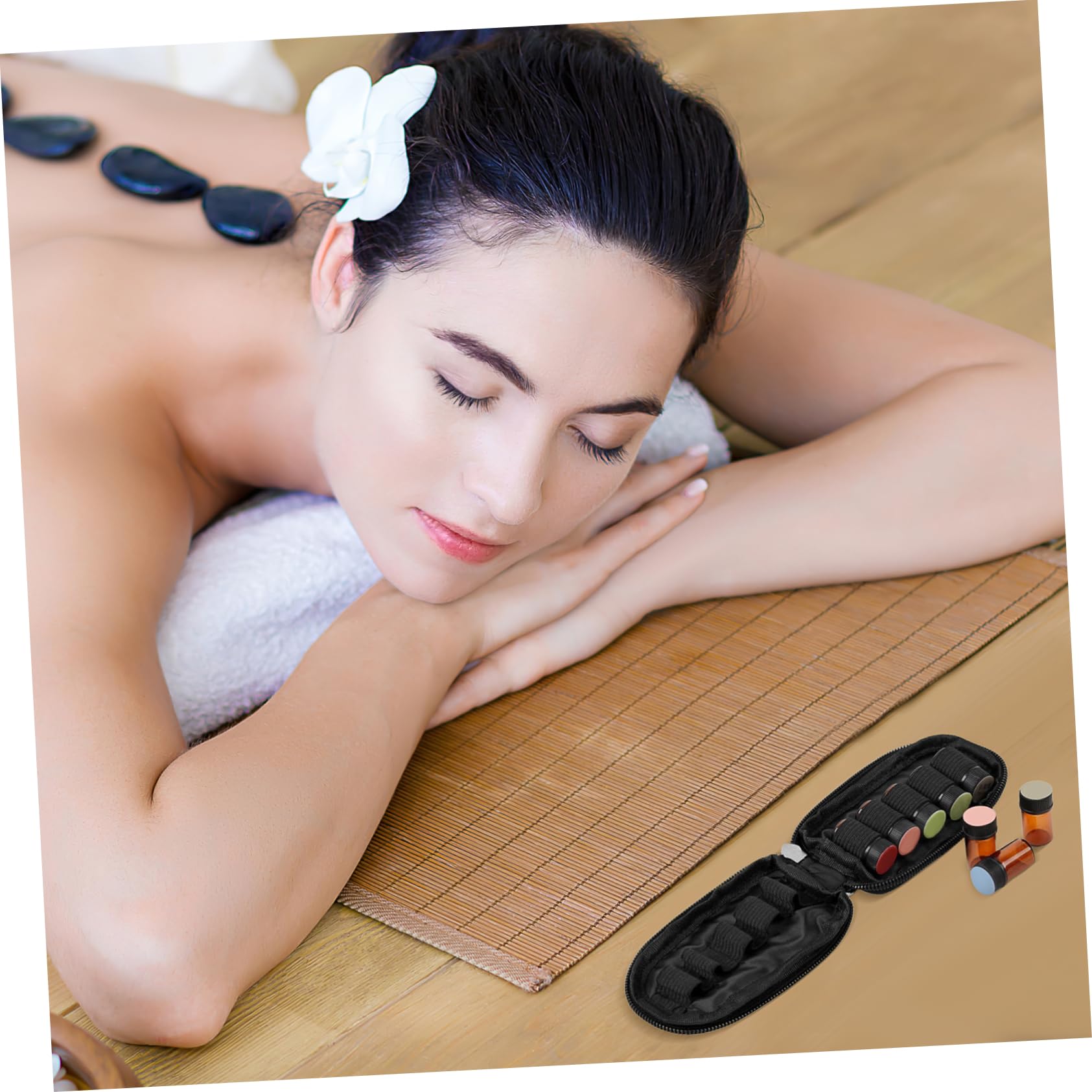 VICASKY Essential Oil Key Case Portable Handle Bag for Essential Oil Bottles Sturdy Zippers for Travel and Home Stylish Black Design for