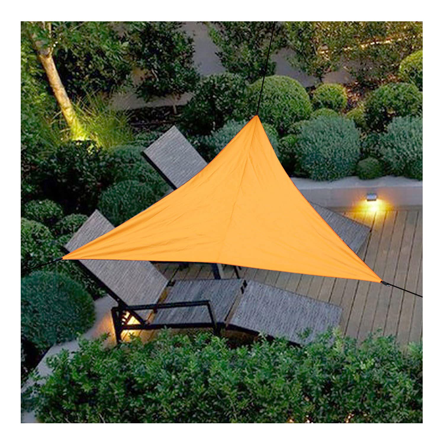Sun Shade Sail Triangle Sunshreen Amynning Canopy 2x2x2m / 4x4x5.7m Wodoodporny przeciwsłoneczny tkanina z bezpłatnymi linami, na ogrodowe ogrodowe podwórko, żół