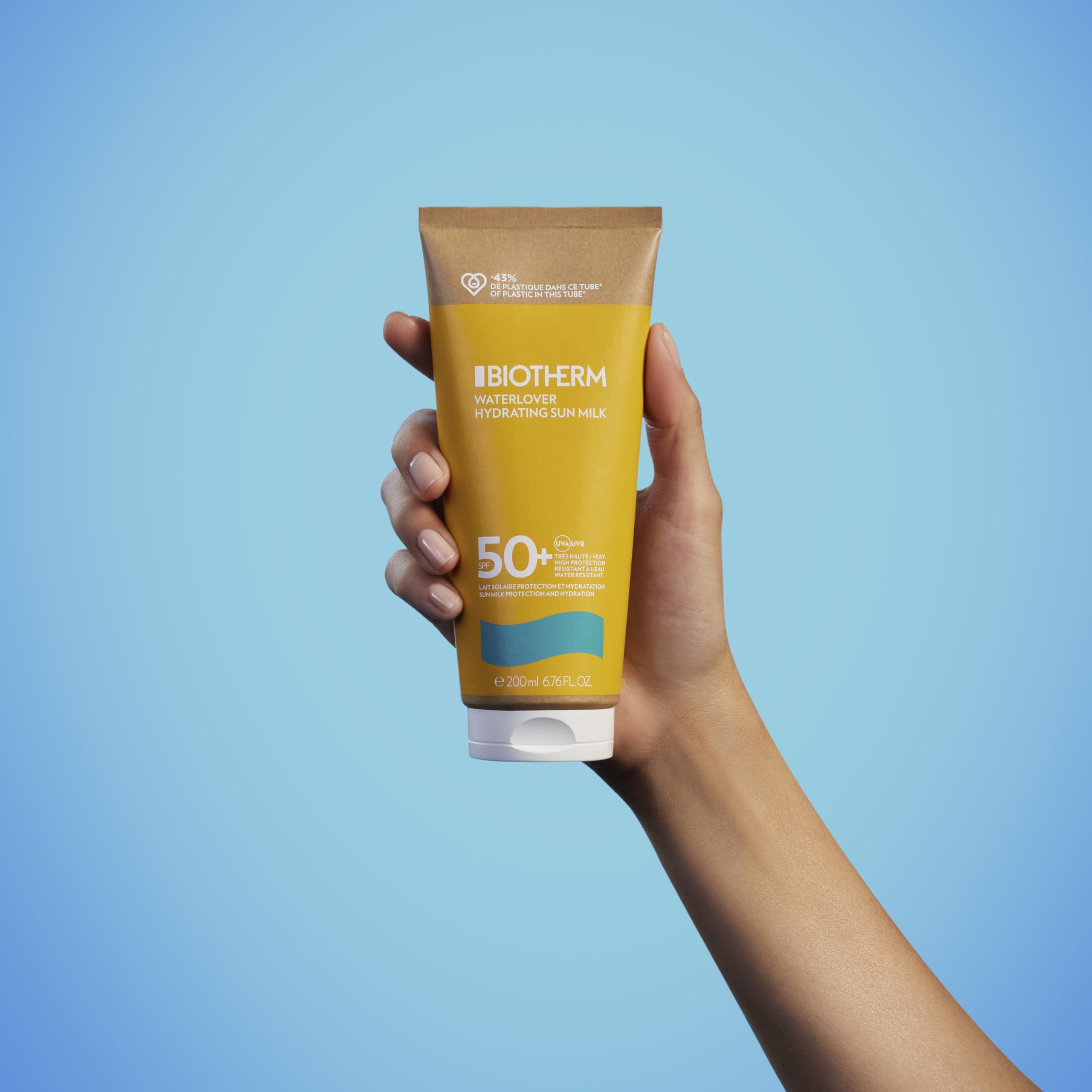 Biotherm Waterlover Hydrating Sun Milk LSF 50, feuchtigkeitsspendende Sonnenmilch für umfassenden Schutz, wasserfester Sonnenschutz