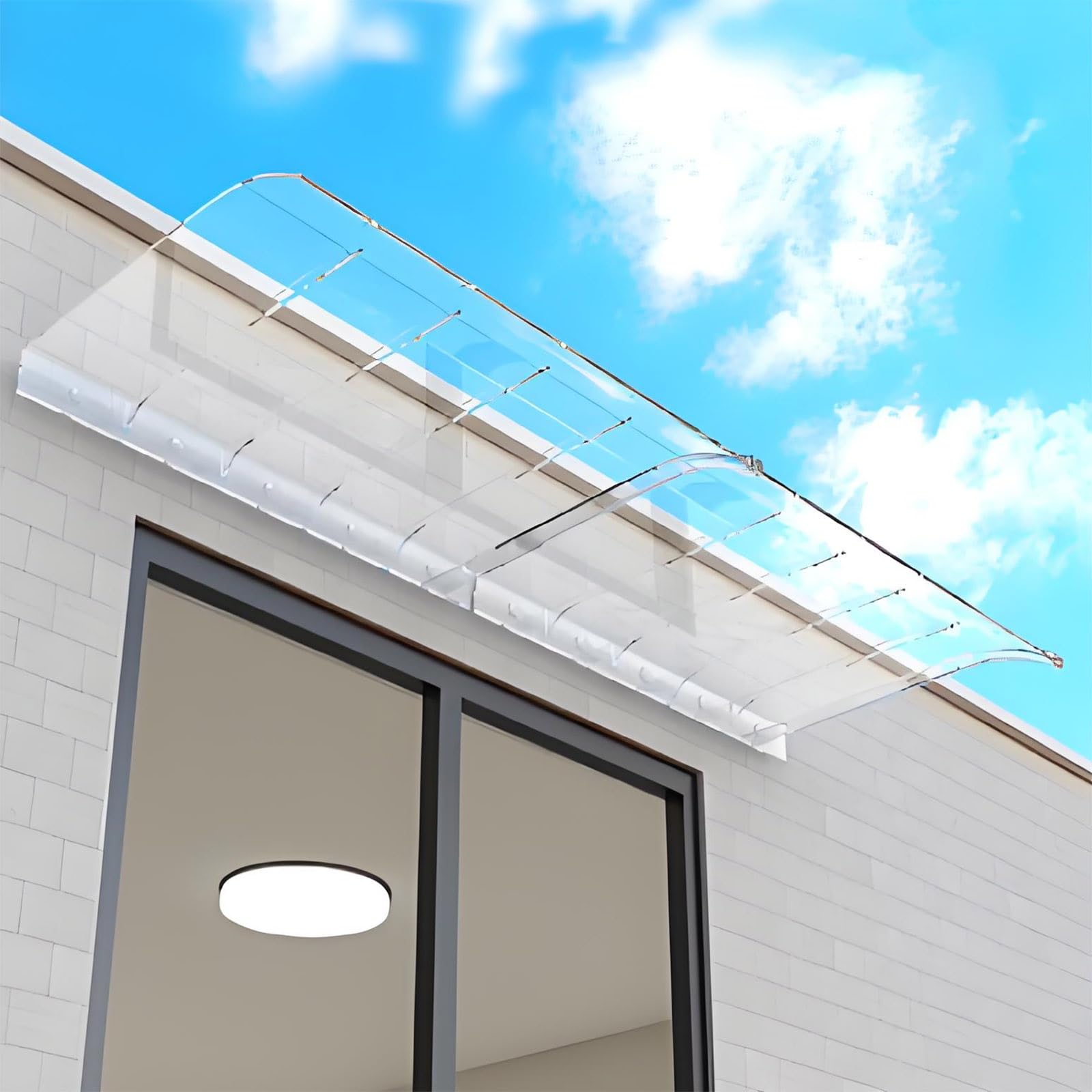 GJZQDKX Outdoor Door Canopy Rain Shelter for Entrance 45x200cm Awning Stylish Exterior Overhang Door Awning Weather-Resistant Porch Cover Protective Sunshade.
