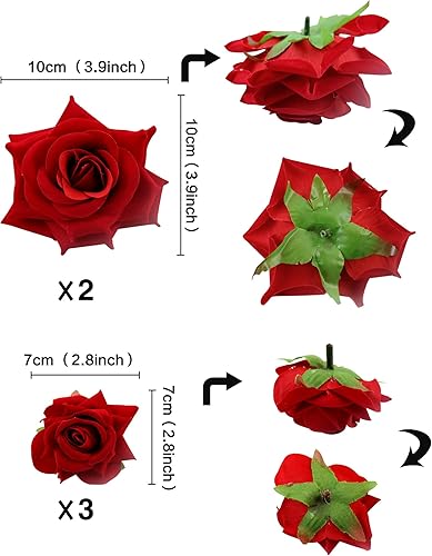 Miniatura 2 de Ercadio Paquete de 5 rosas artificiales, rosas 3D, adornos para tartas y selecciones para cumpleaños, día de San Valentín y fiestas de boda