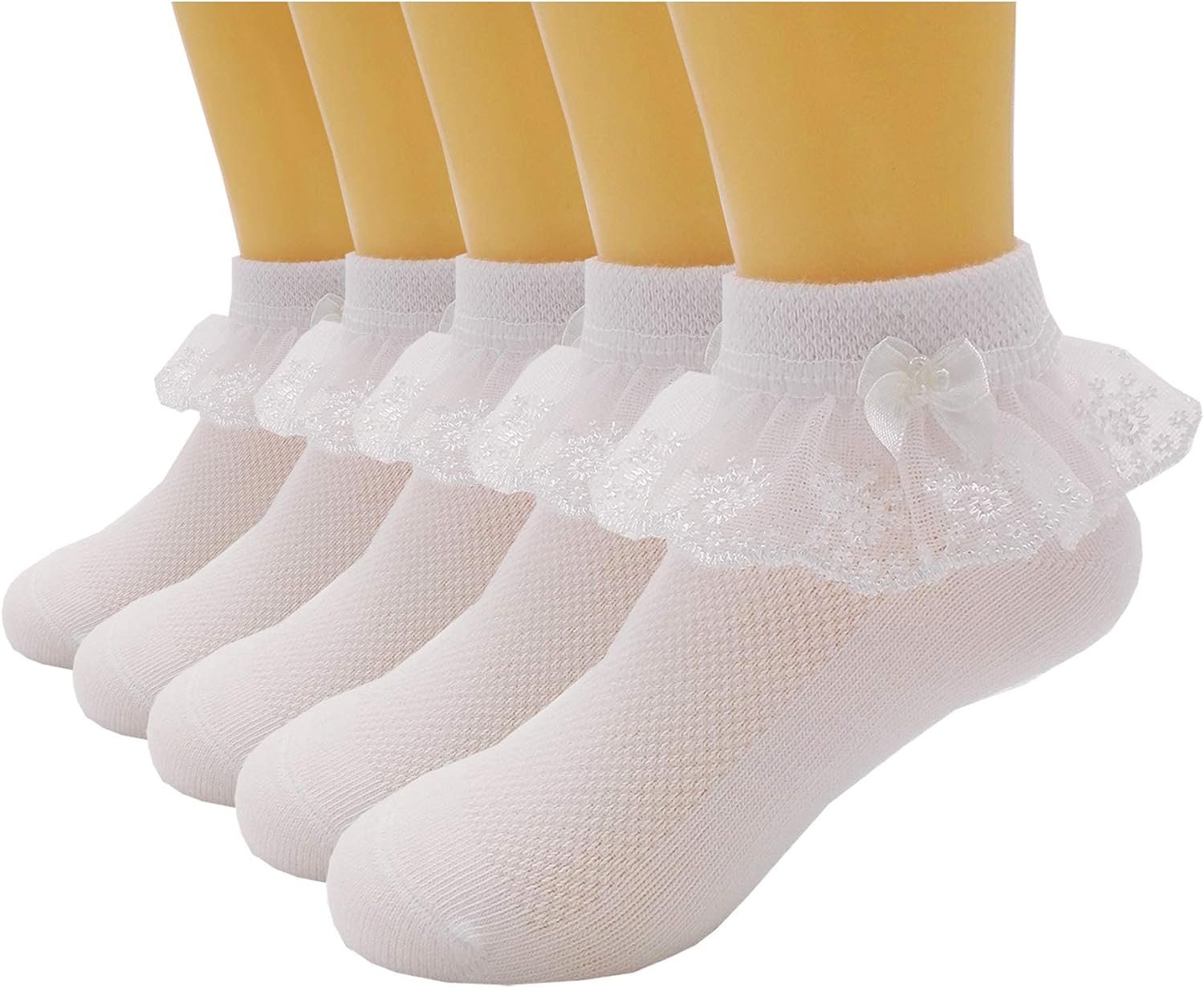 Xiyadun 5 Pairs Toddler Baby & Child Girls Ruffle Lace Ankle Cotton Dress Socks