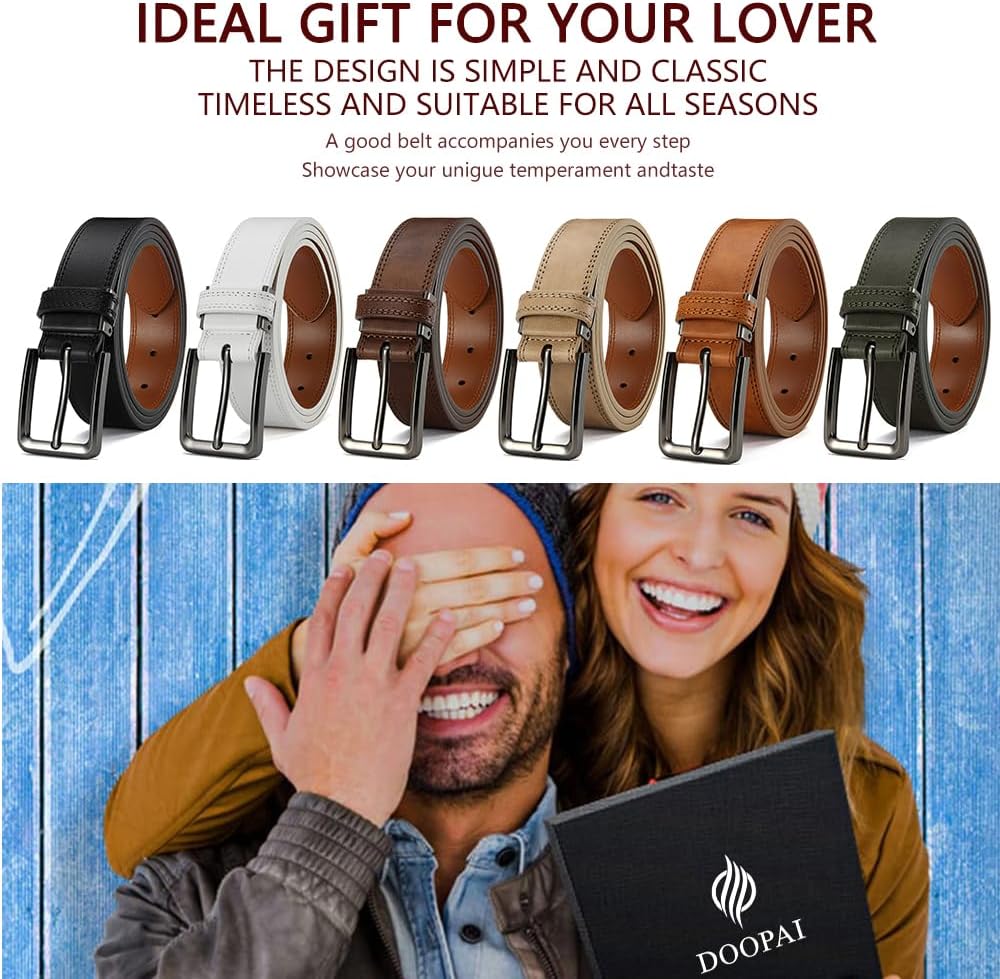 DOOPAI Men's Leather Belt - 1 3/8" Genuine Cowhide Dress Belt for Work, with Quick-Size Adjuster Golf & Casual - Image 6