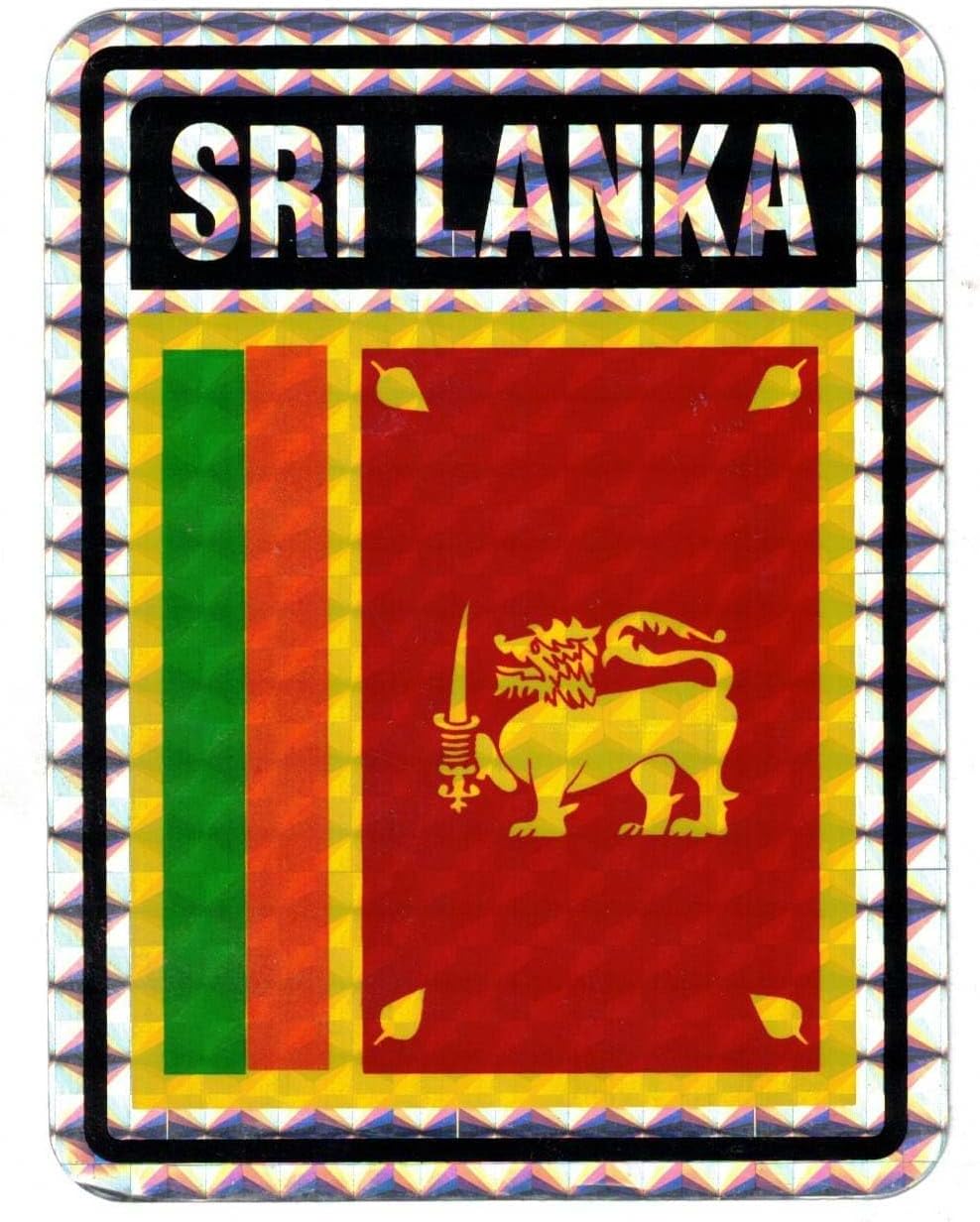 Pack of 50 Sri Lanka Country Flag Reflective Decal Bumper Sticker DC-220