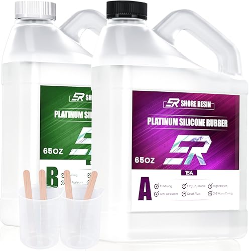 Miniatura 10 de Kit de fabricación de moldes de silicona de 34 onzas, goma de silicona platino 15A, relación de mezcla de silicona líquida 1:1 para moldear moldes