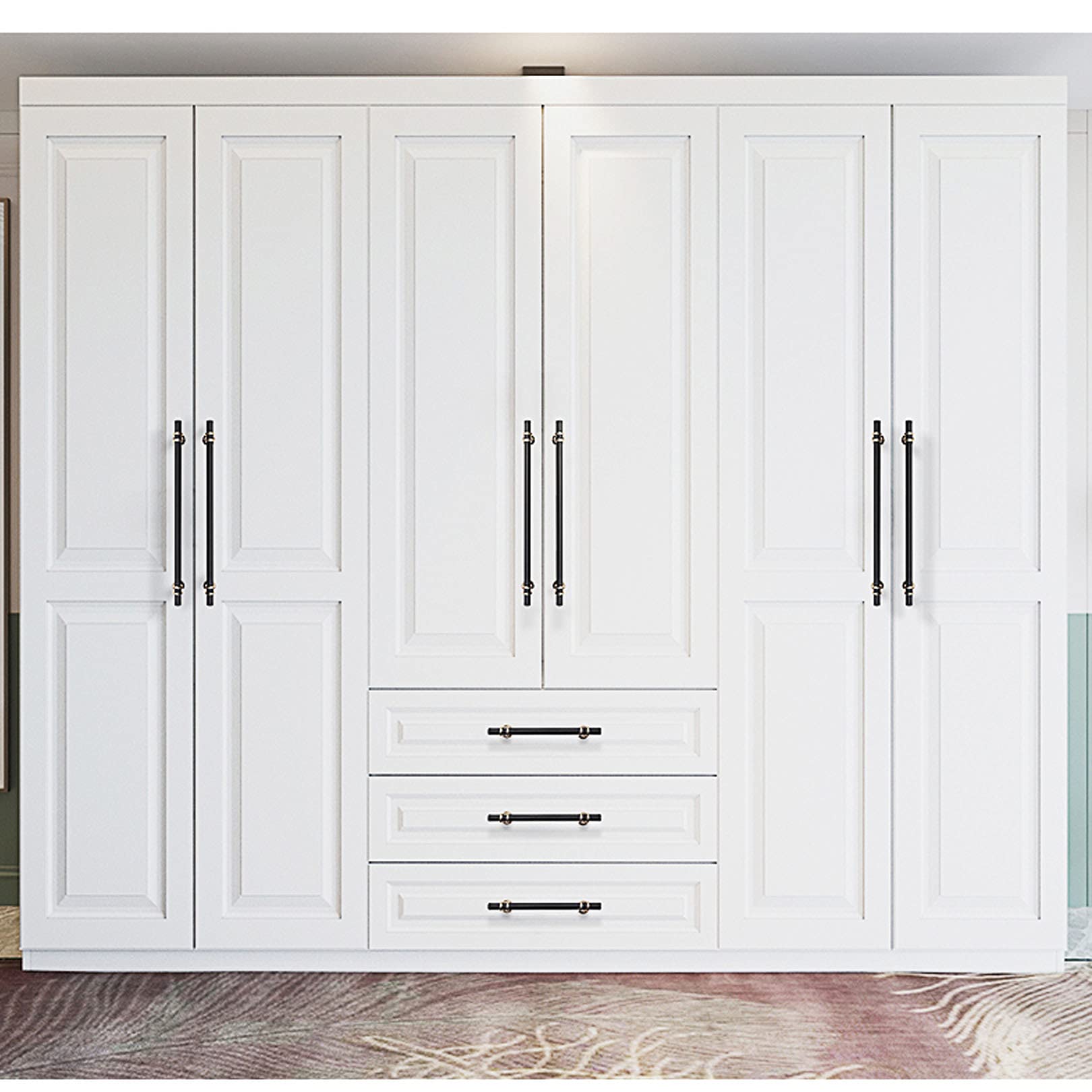 5 Pezzi di Maniglie Nere per cassetti e armadi,pomelli per Ante di cucine,in Lega di Alluminio Massiccio,per armadi e cassetti,Stile Moderno