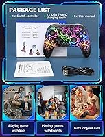 Vista 8 de ZRZLMVP Switch Controller Wireless for Nintendo Switch/OLED/Lite/Switch 2, 1000mAh Rechargeable Pro Controllers with 9 Colors LED Light, Switch Negro