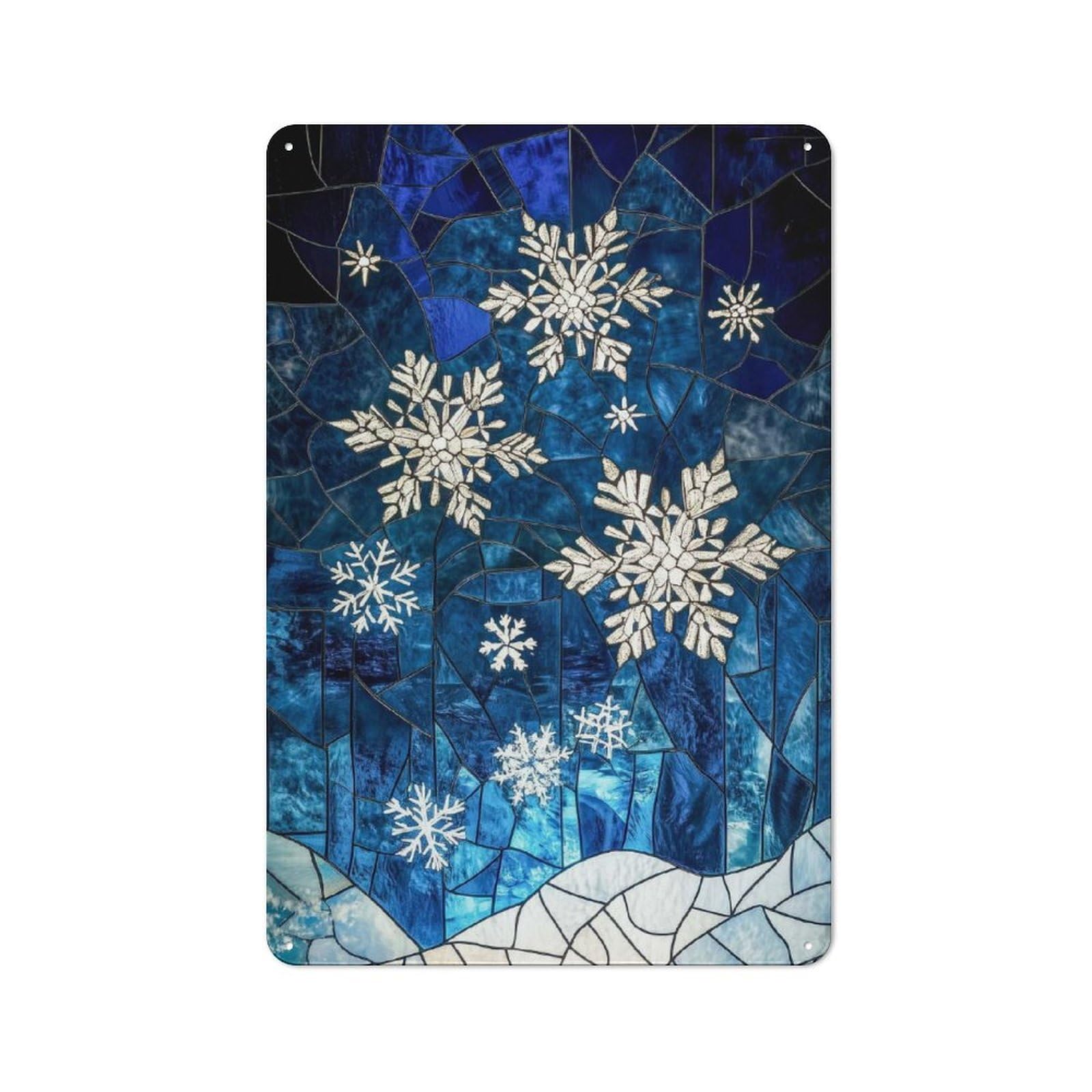 Junmoney Stained Glass Winter Tin Wall Plaque 30X20cm With For Guest Room Or Hallway, For Metal Sign Collectors, For Garage And Workshop Walls