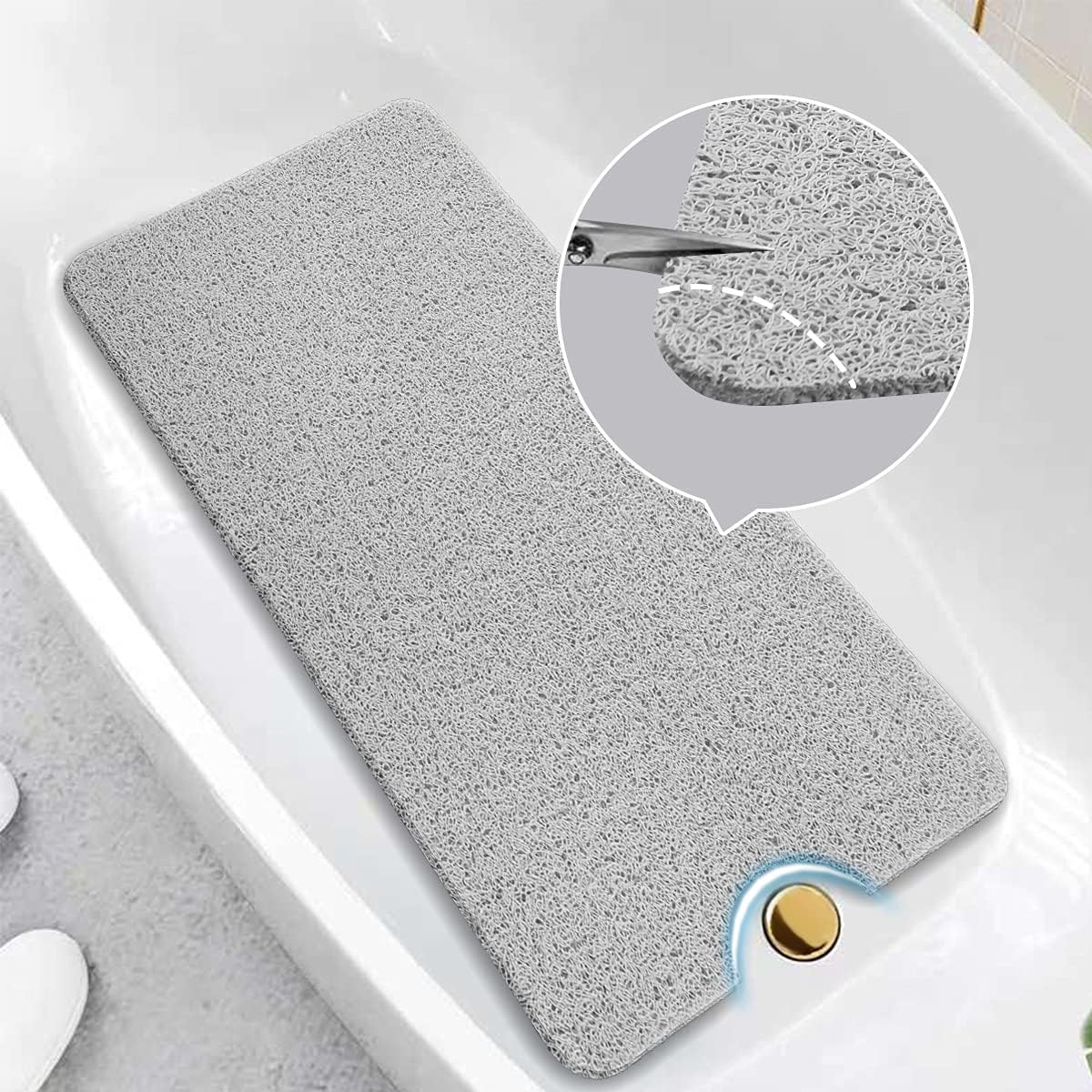 UMCHORD Soft Textured Shower, Bath Mat, 24x16 Inch, Phthalate Free, Non-Slip Comfort Bathtub Mats with Drain, PVC Loofah Shower Stall Mats for Bathroom, Wet Areas : Home & Kitchen