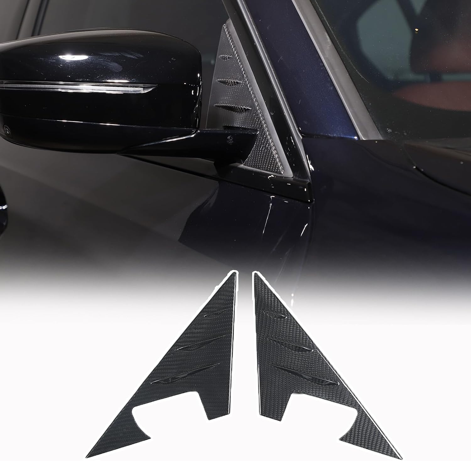 Rearview Mirror Side Spoiler Cover Trim Compatible with BMW 3 Series G20 G28 2020-2025,Exterior Mirror Base Cover,A-Pillar Driver Mirror Front Side Window Panel Trim Accessories 2PCS (Black Carbon)