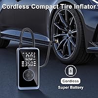 Vista 6 de Inflador de neumáticos, compresor de aire portátil, bomba de aire de 150 PSI para neumáticos de automóvil, bomba eléctrica inalámbrica para Negro