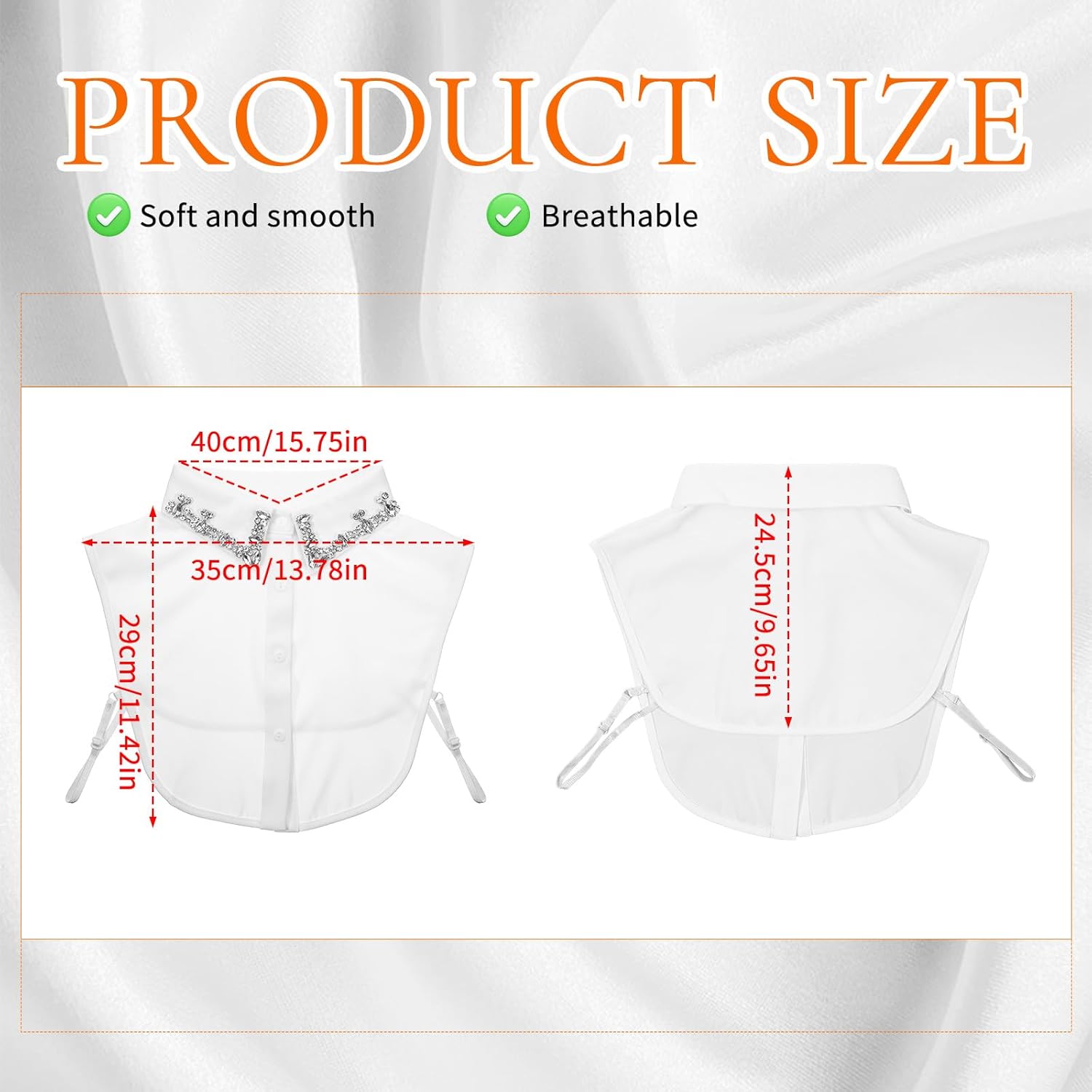 Rhinestone Dickey Collar for Women, Pointed Detachable Fake Collar, Fashionable Versatile False Collars for Women, Blouse Half Detachable Collars - Image 2