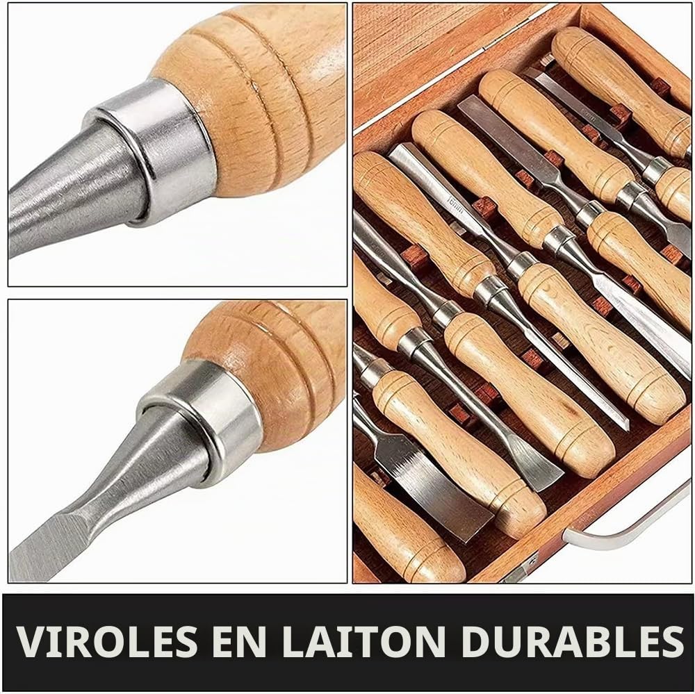 Ciseaux À Bois 12 Pcs – Jeu Rotatif Pro Pour Sculpture & Tournage