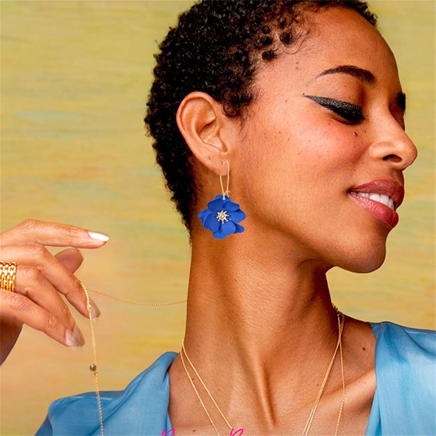 Daisy Flower Matte Earrings for Women Resin Elegant Bohemian Tiered Flower Hoop Earrings Chic Exaggerated Tassel Statement Earrings Wedding Jewelry - Image 4